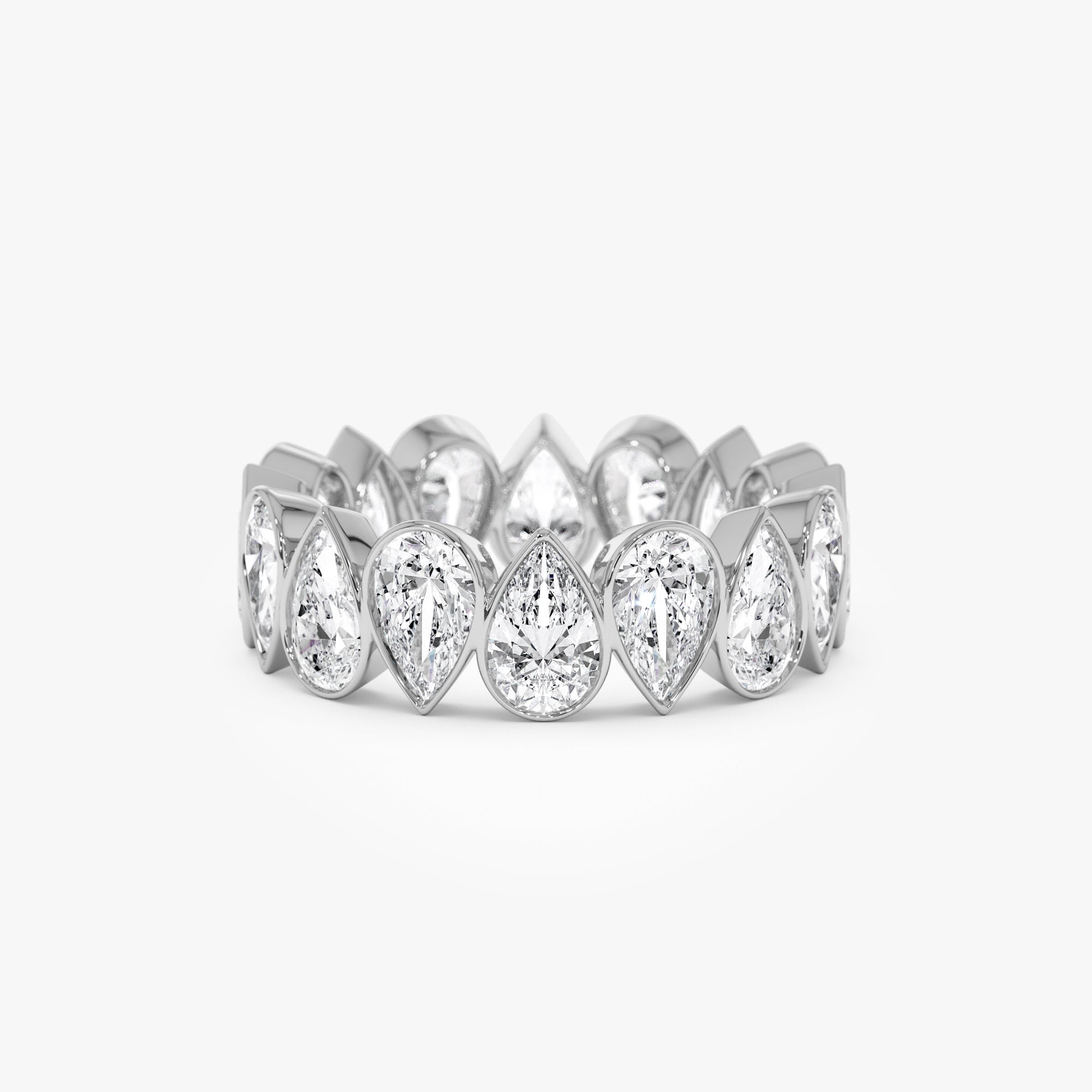 OBFJ0930 - 3.15 ctw 14k Bezel Setting Pear Shaped Lab Grown Diamond Eternity Ring - Lainey 7
