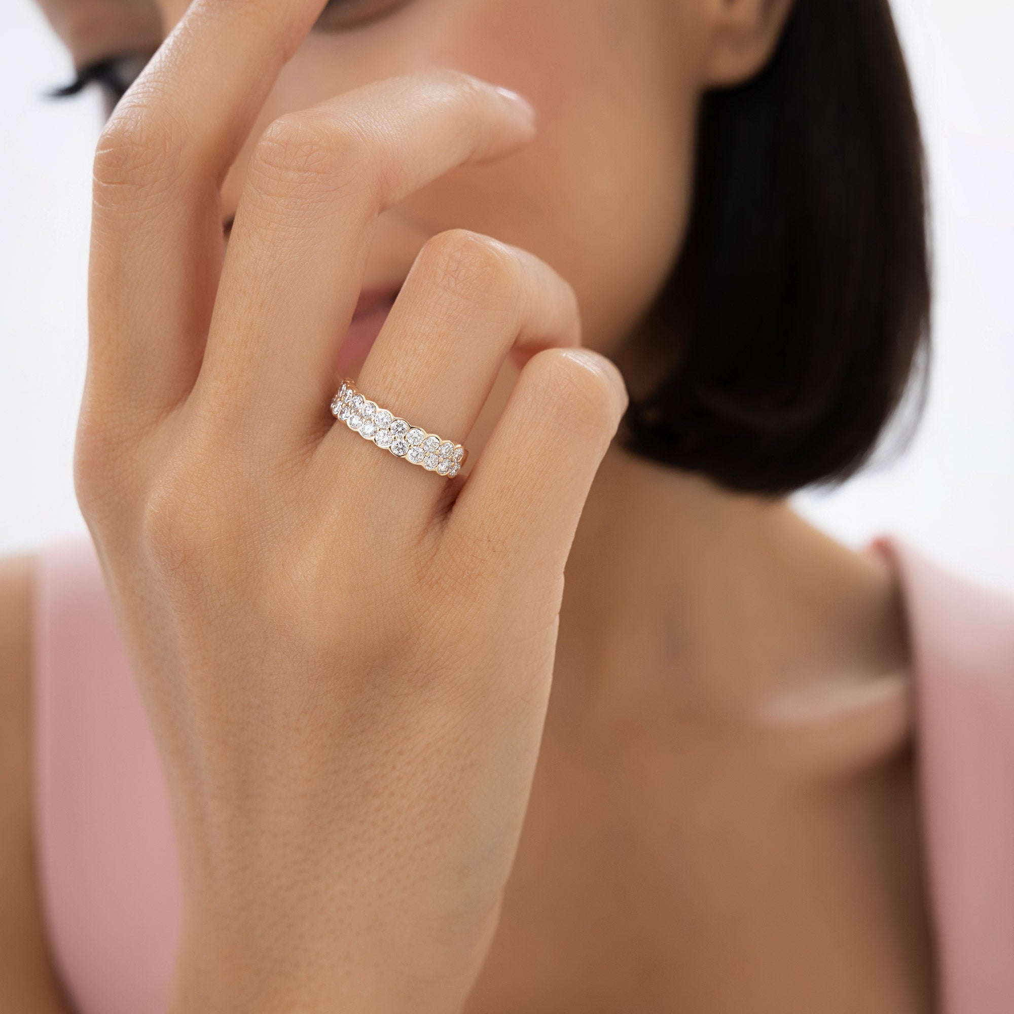 OBFJ0973 - 1.25 ctw 14k Double Row Half Bezel Lab Grown Diamond Ring - Sadie 5