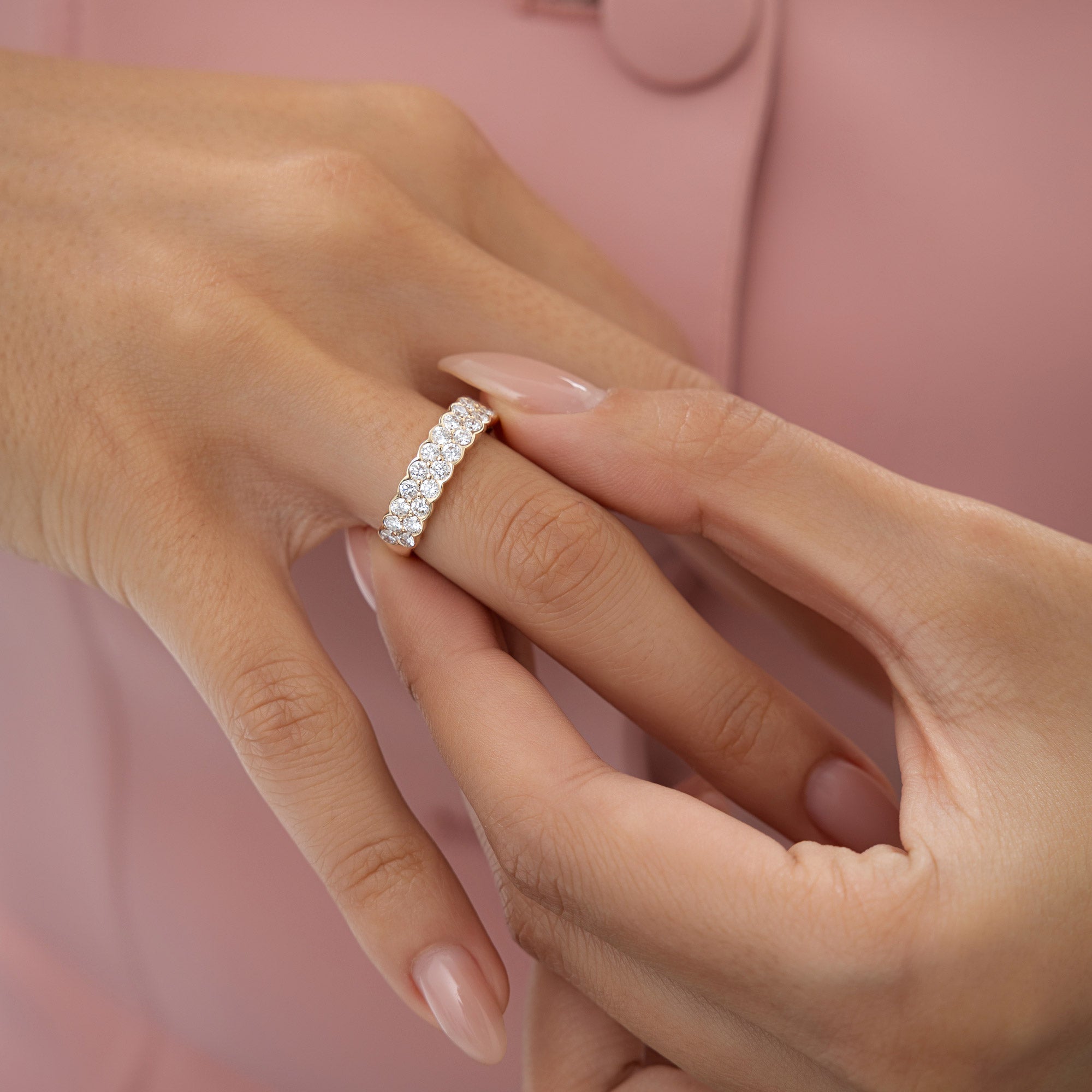 OBFJ0973 - 1.25 ctw 14k Double Row Half Bezel Lab Grown Diamond Ring - Sadie 3