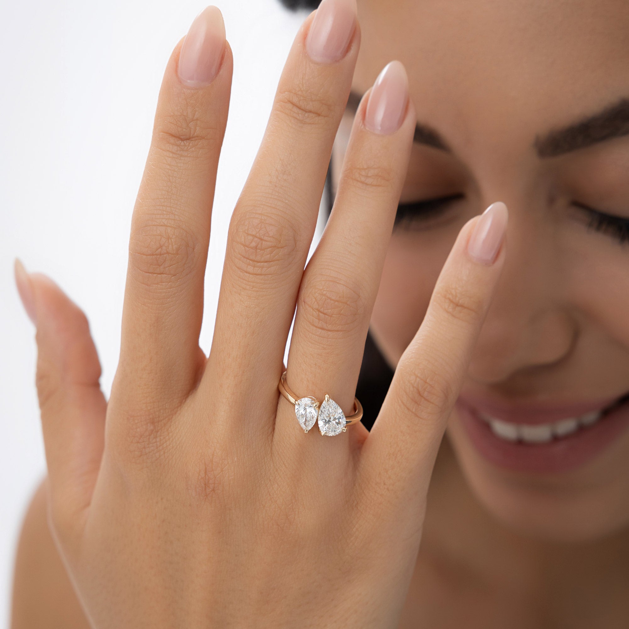 OBFJ1002 - 2.05 ctw 14k Toi et Moi Pear Shaped Lab Grown Diamond Ring - Ayla 3