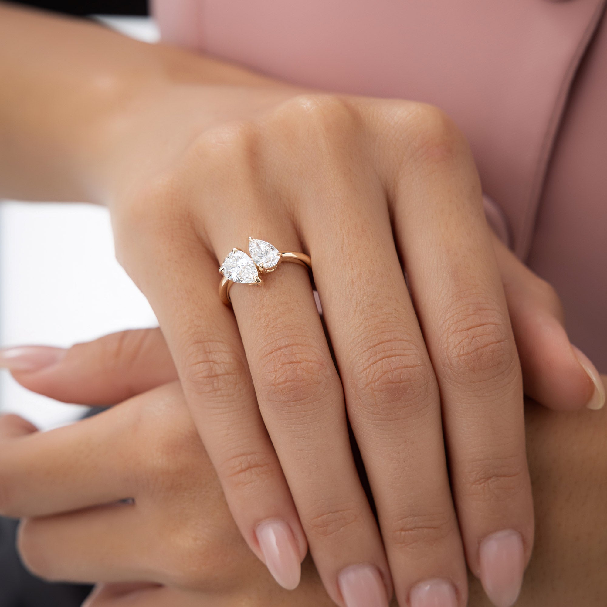 OBFJ1002 - 2.05 ctw 14k Toi et Moi Pear Shaped Lab Grown Diamond Ring - Ayla 4