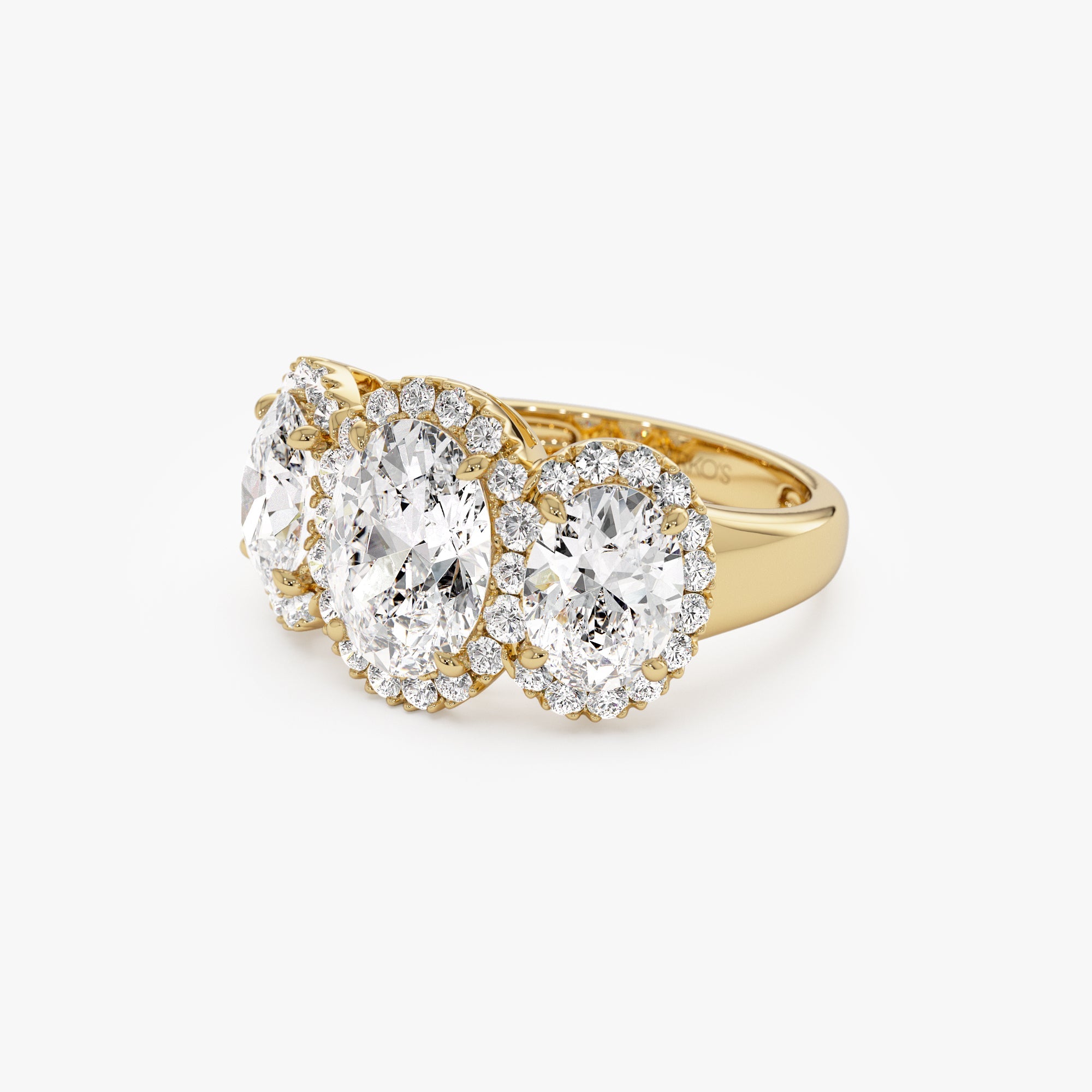 OBFJ0986 - 3.35 ctw Three Stone Halo Oval Lab Grown Engagement Ring - Ashley 10