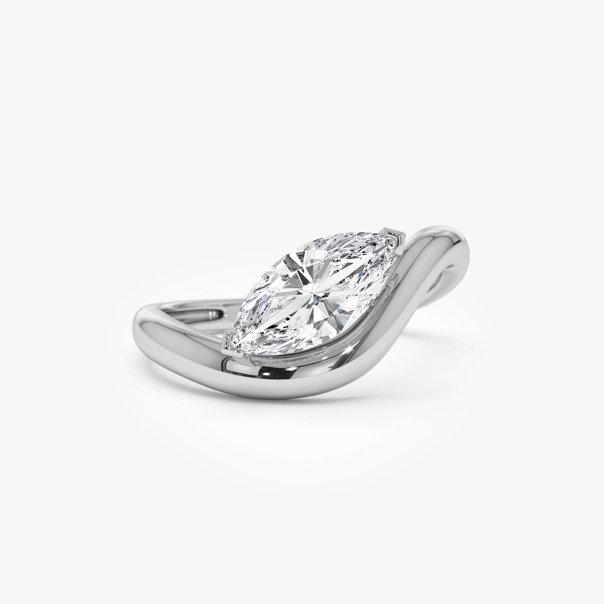 OBFJ1001 - 1.00 ctw 14k Marquise Shaped Sleek Design Lab Grown Engagement Ring - Rylee 7