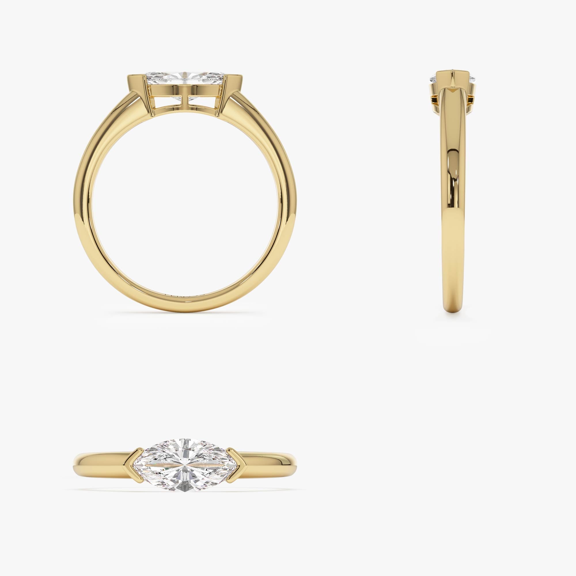 OBFJ0705 - 0.75 ctw 14k Marquise Shaped East-West Lab Grown Engagement Ring - Olivia 8