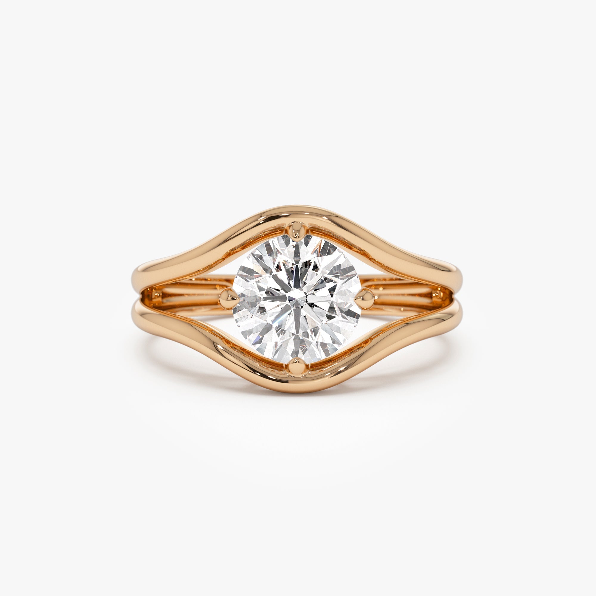 OBFJ0969 - 1.50 ctw 14k Split Shank Unique Round Lab Grown Diamond Engagement Ring - Bella 5