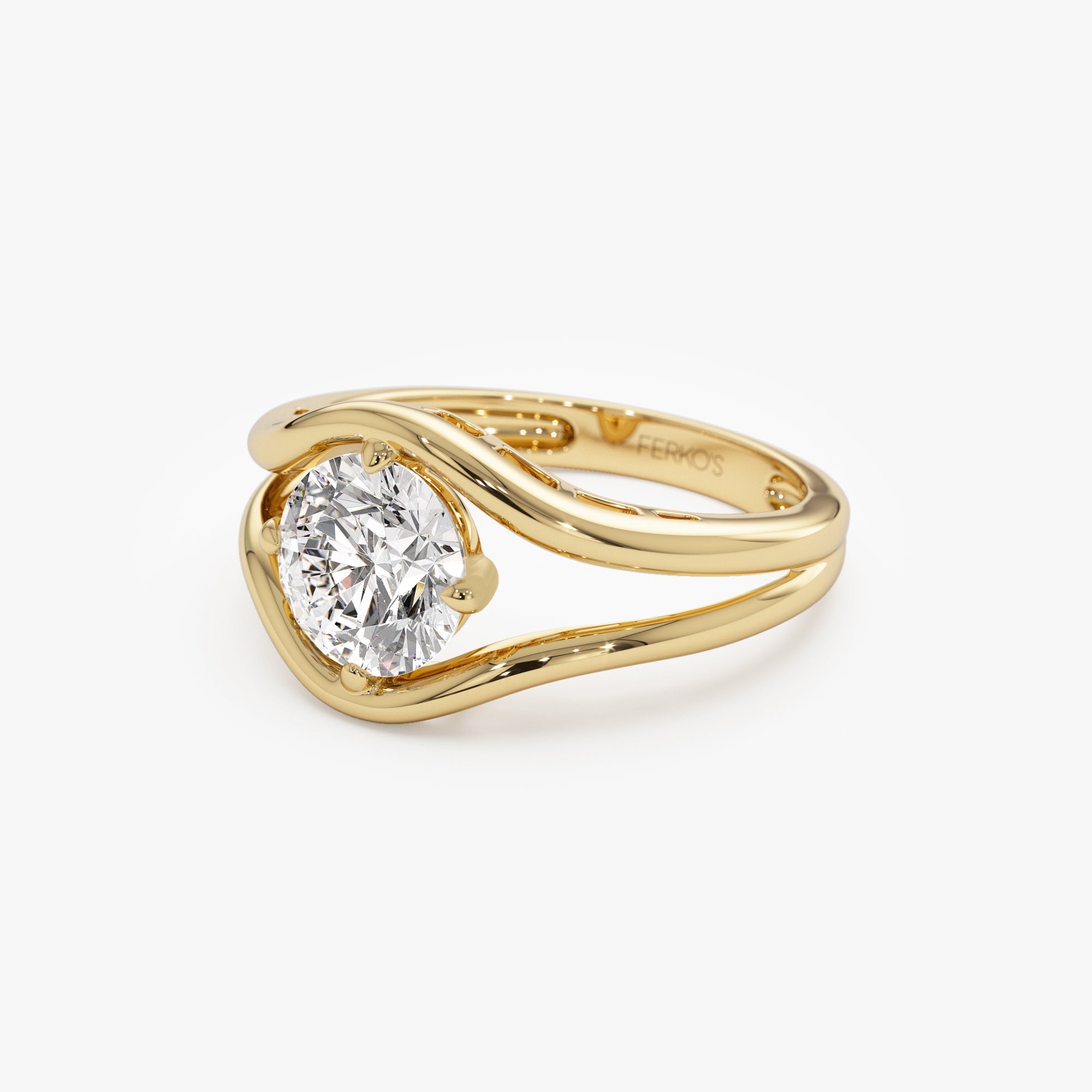OBFJ0969 - 1.50 ctw 14k Split Shank Unique Round Lab Grown Diamond Engagement Ring - Bella 7