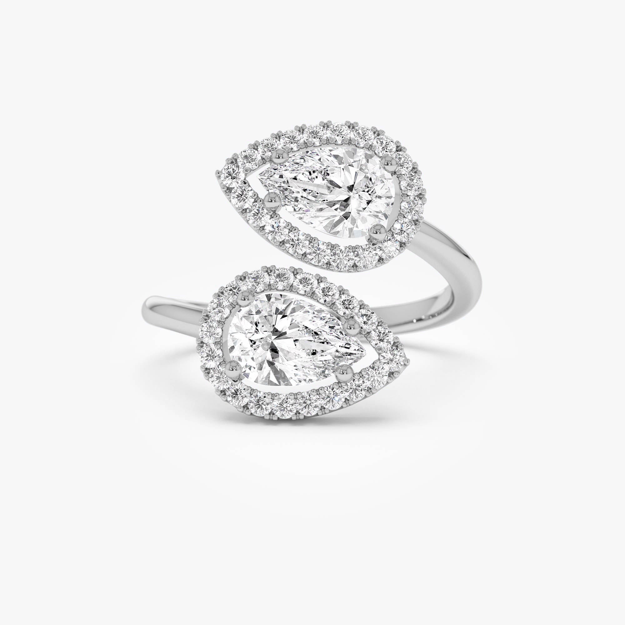 OBFJ0968 - 1.90 ctw Double Pear Shaped Lab Grown Halo Bypass Ring - Isabel 7