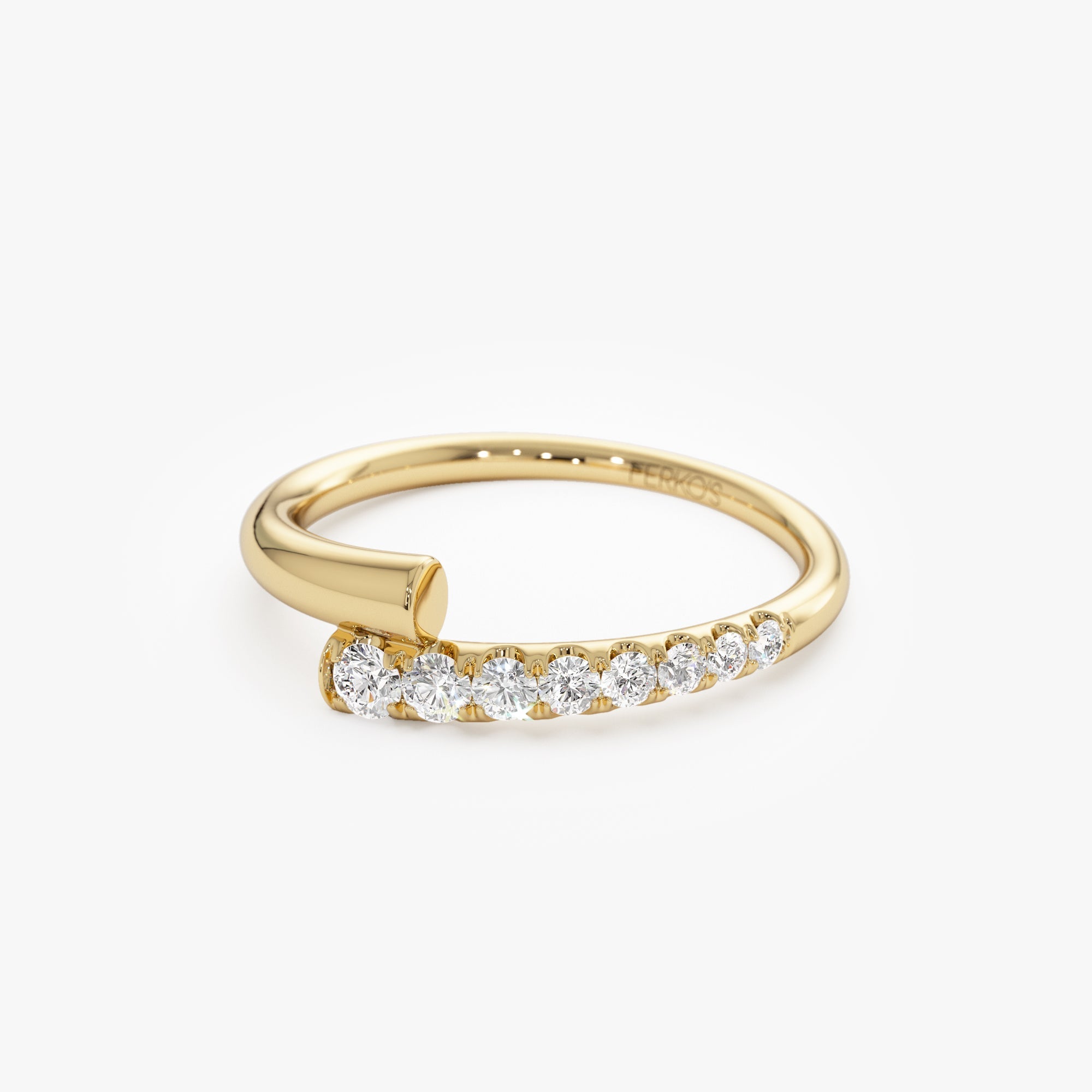 OBFJ1008 - 14k Bypass Gold & Pave Diamond Ring 6