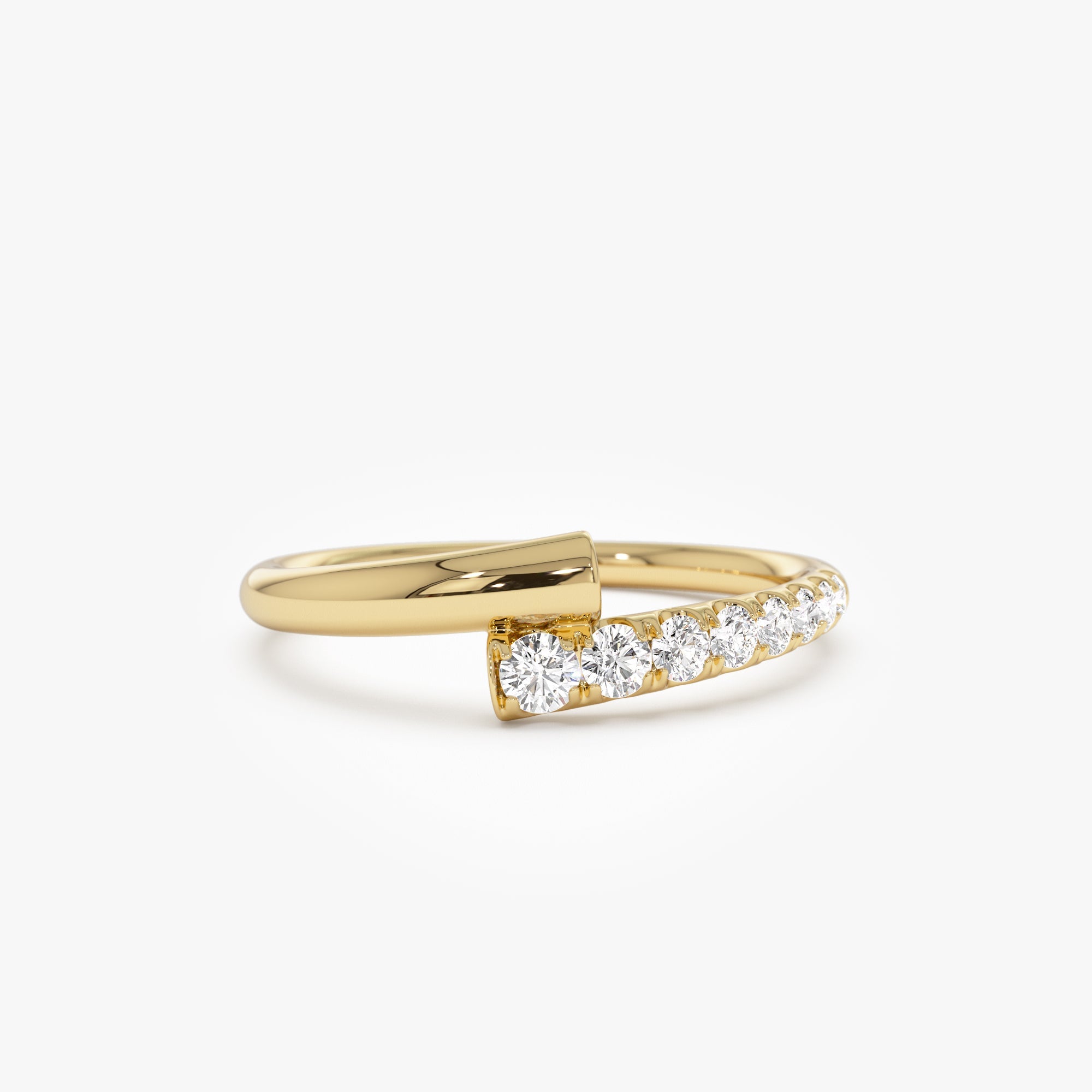 OBFJ1008 - 14k Bypass Gold & Pave Diamond Ring 1