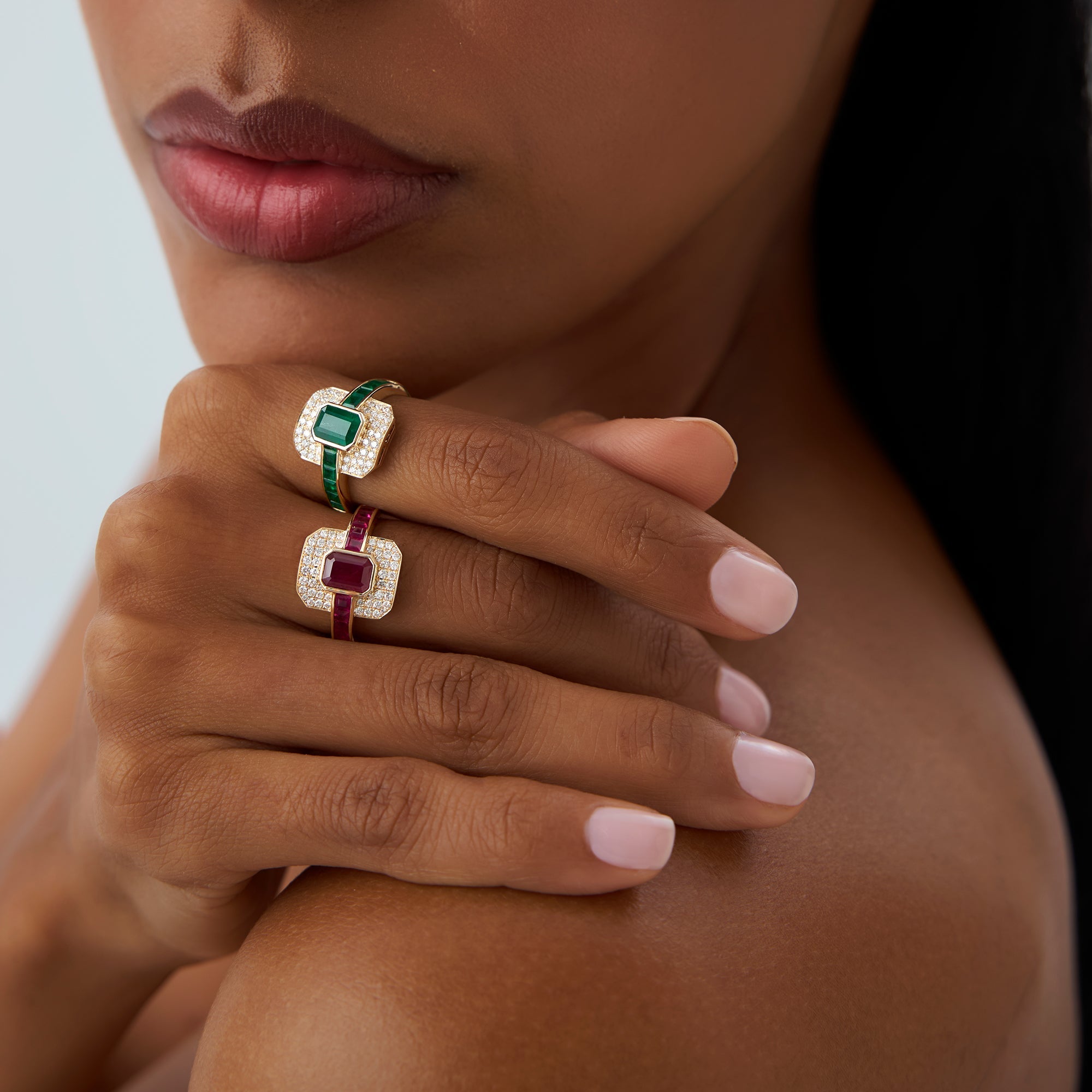 OBFJ0913 - 14k Unique Ruby and Diamond Art Deco Ring 5