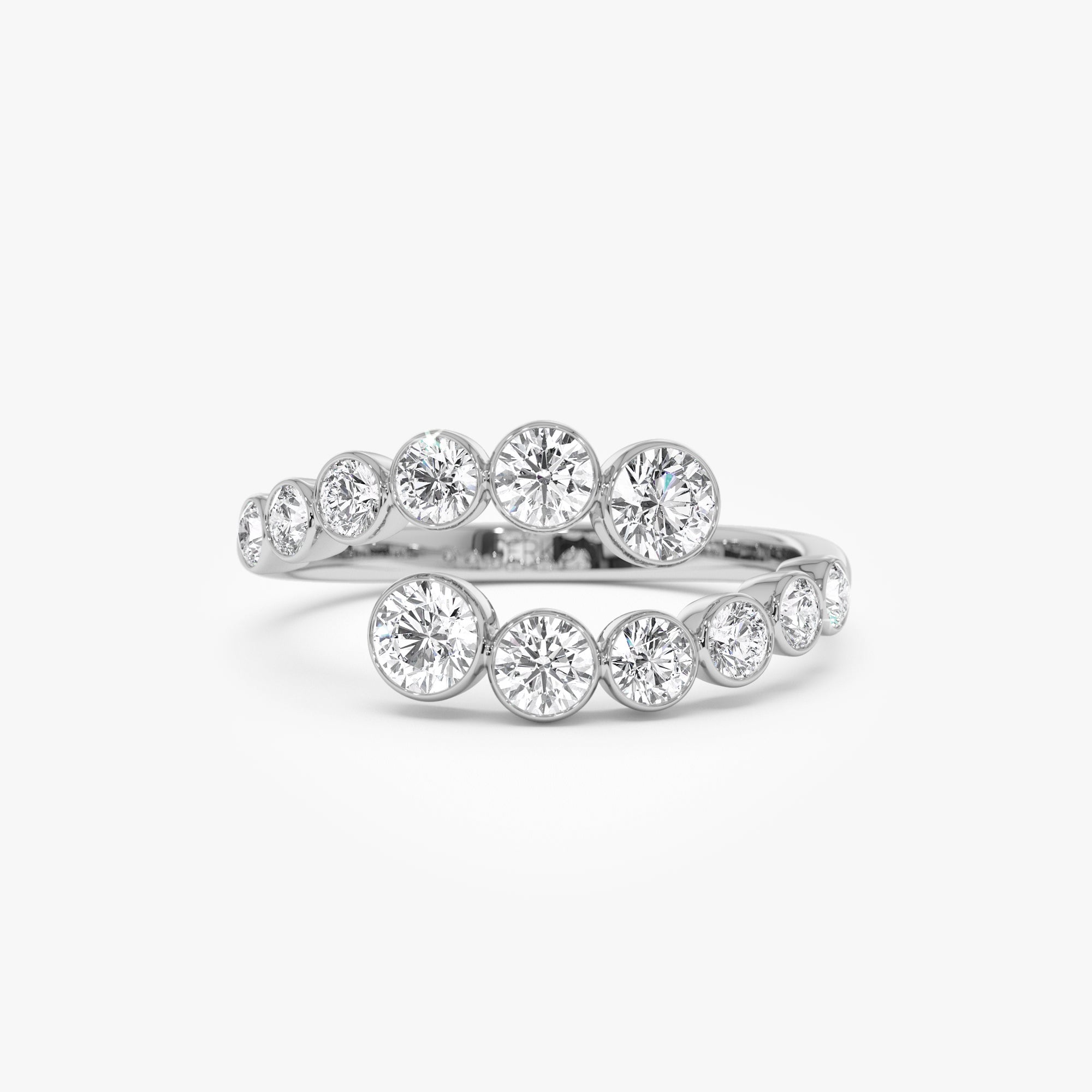 OBFJ1005 - 14k Bypass Curve Bezel Setting Diamond Ring 7