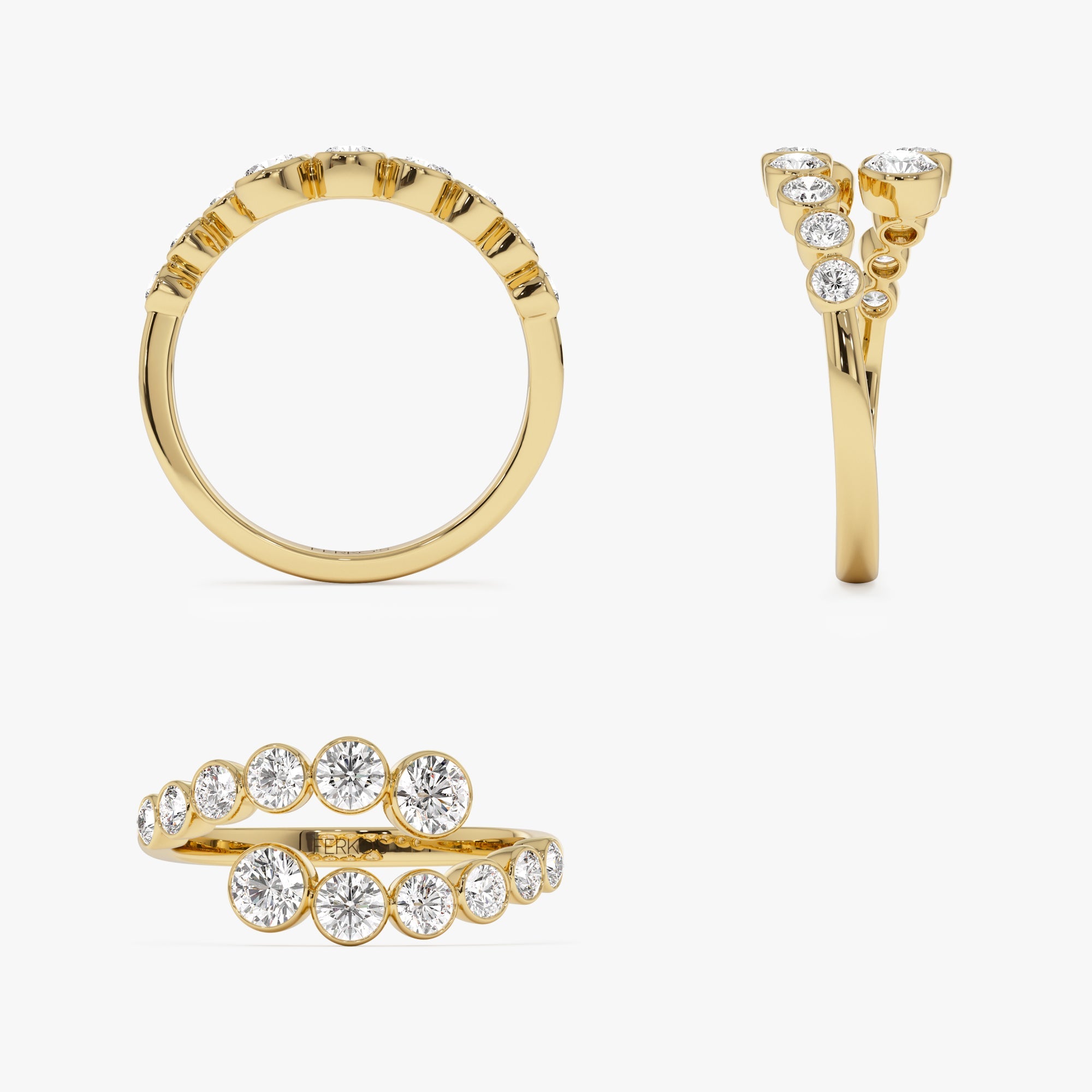 OBFJ1005 - 14k Bypass Curve Bezel Setting Diamond Ring 9