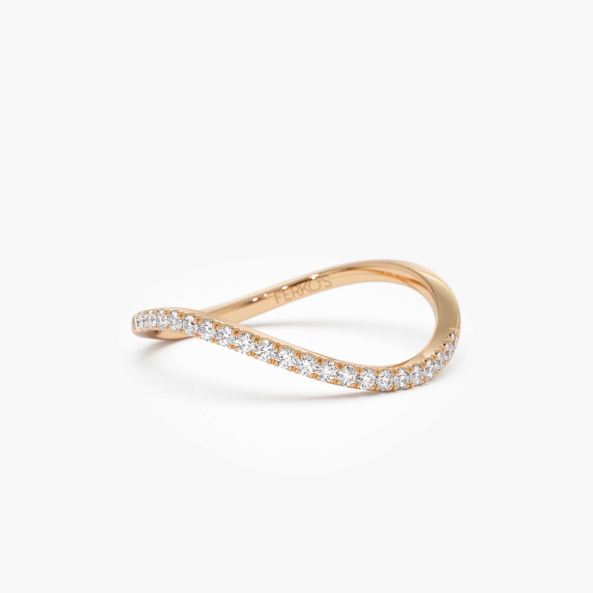 OBFJ1007 - 14k Waive Design Micro Pave Diamond Ring 6