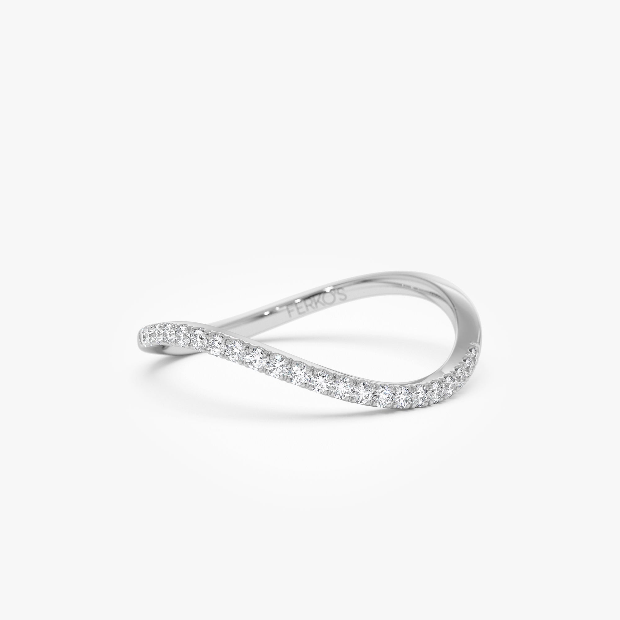 OBFJ1007 - 14k Waive Design Micro Pave Diamond Ring 5