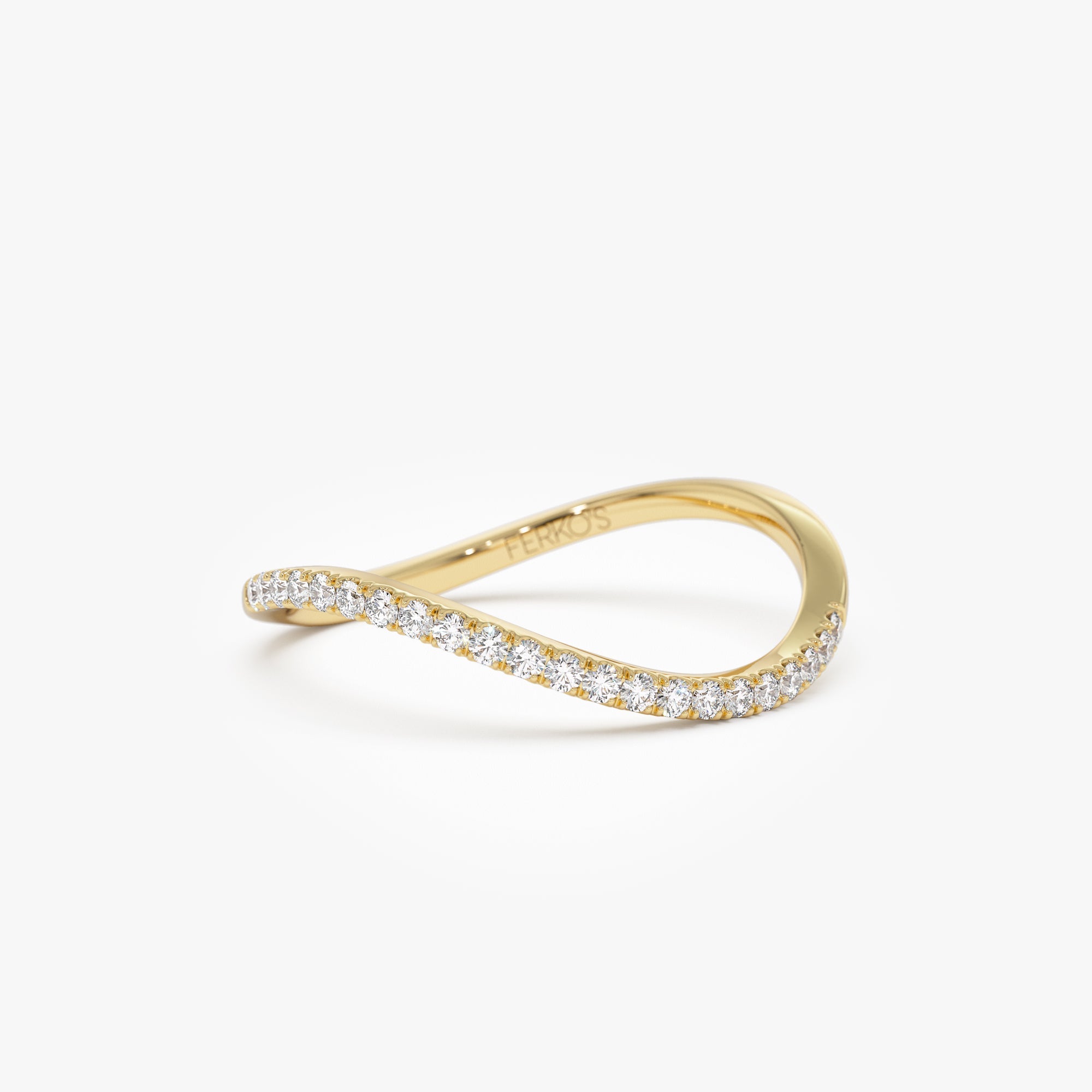 OBFJ1007 - 14k Waive Design Micro Pave Diamond Ring 1