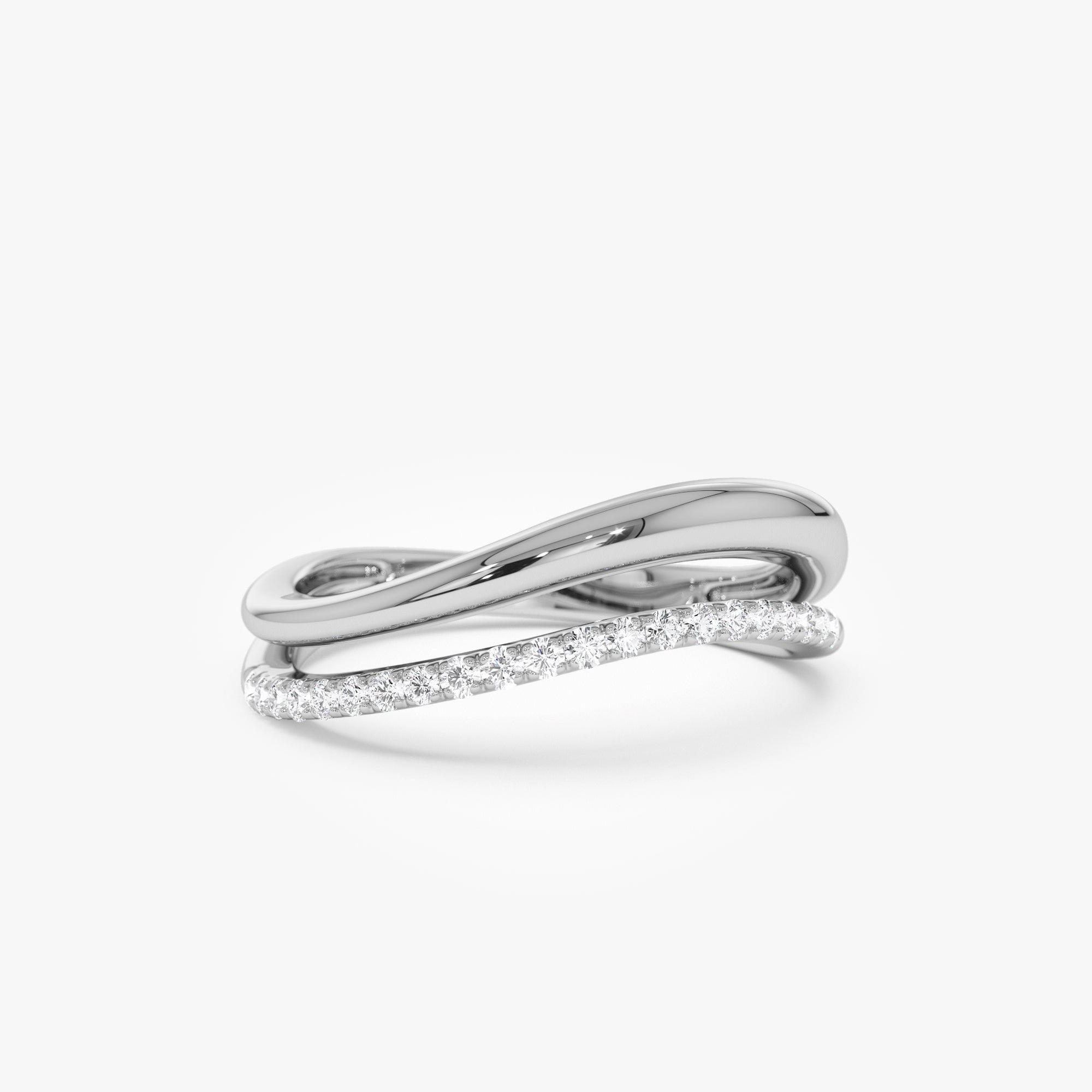 OBFJ1009 - 14k Double Ring Waive Design Diamond Ring 6