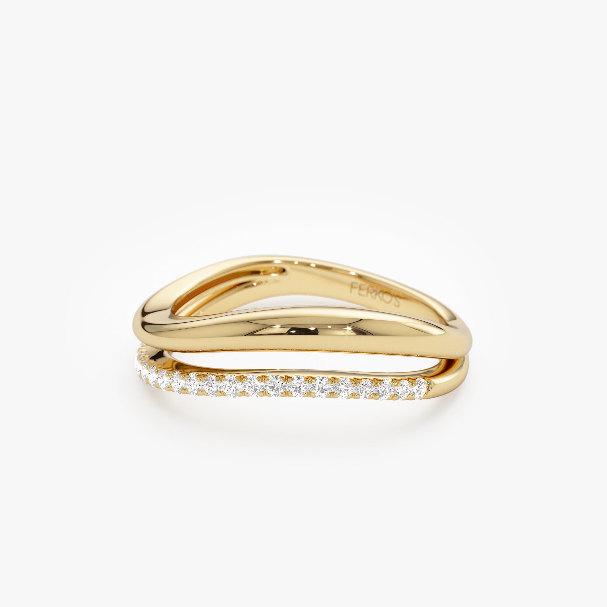OBFJ1009 - 14k Double Ring Waive Design Diamond Ring 7