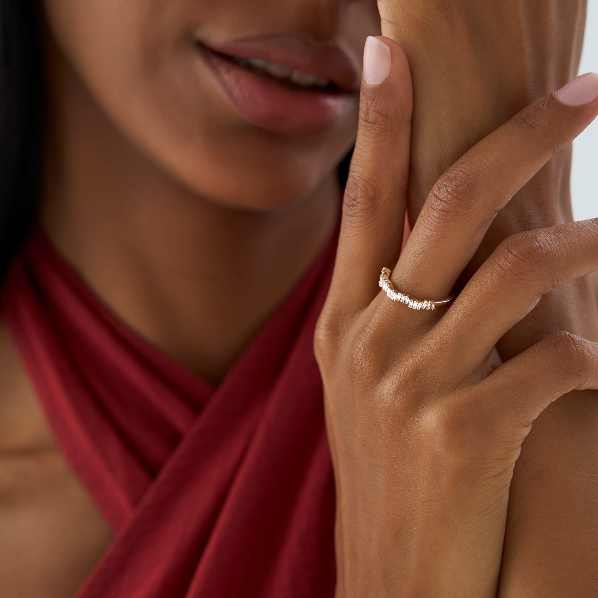 OBFJ0964 - 14k Asymetrical Baguette Diamonds Ring 2