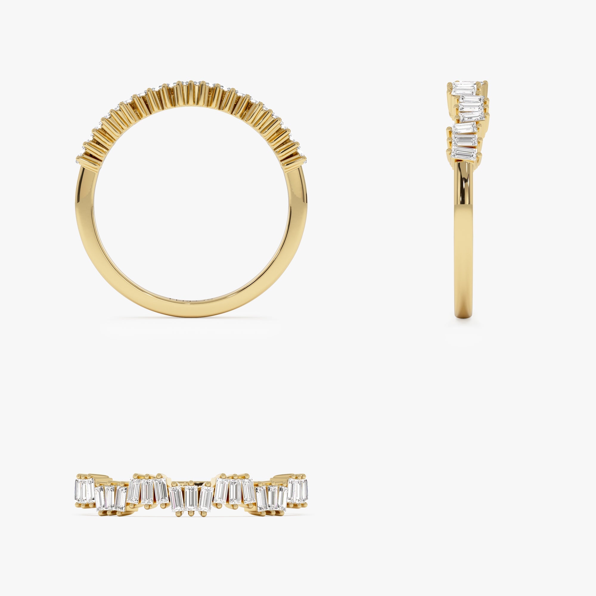 OBFJ0964 - 14k Asymetrical Baguette Diamonds Ring 9