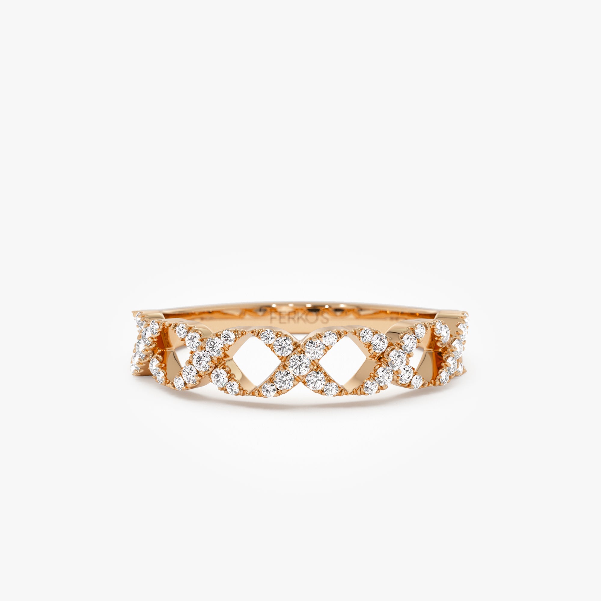 OBFJ1006 - 14k Pave Setting Round Diamond X Ring 8