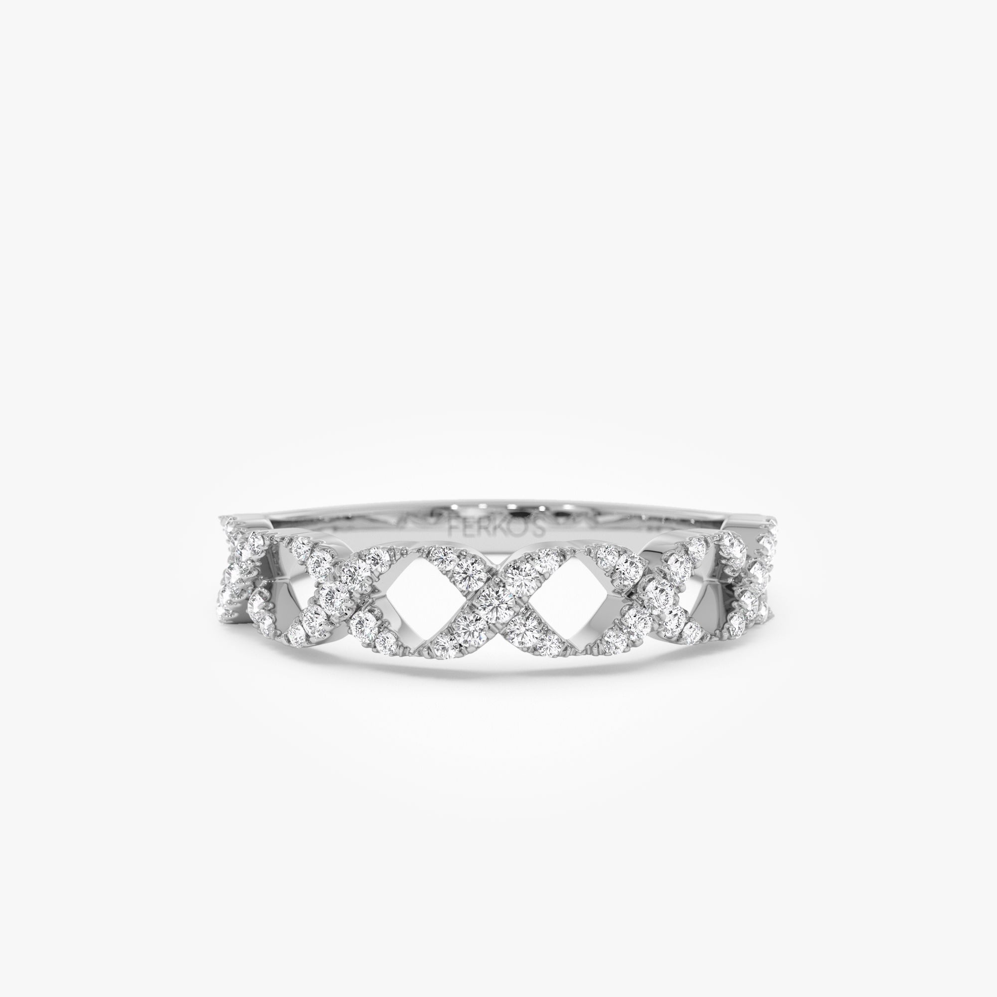 OBFJ1006 - 14k Pave Setting Round Diamond X Ring 5