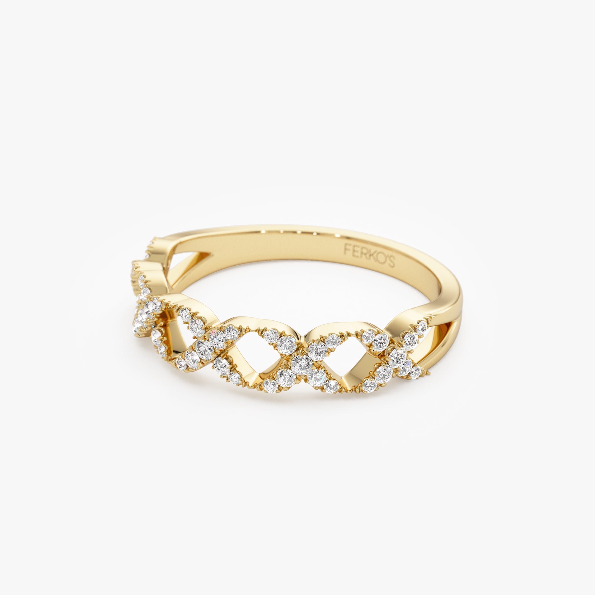 OBFJ1006 - 14k Pave Setting Round Diamond X Ring 7