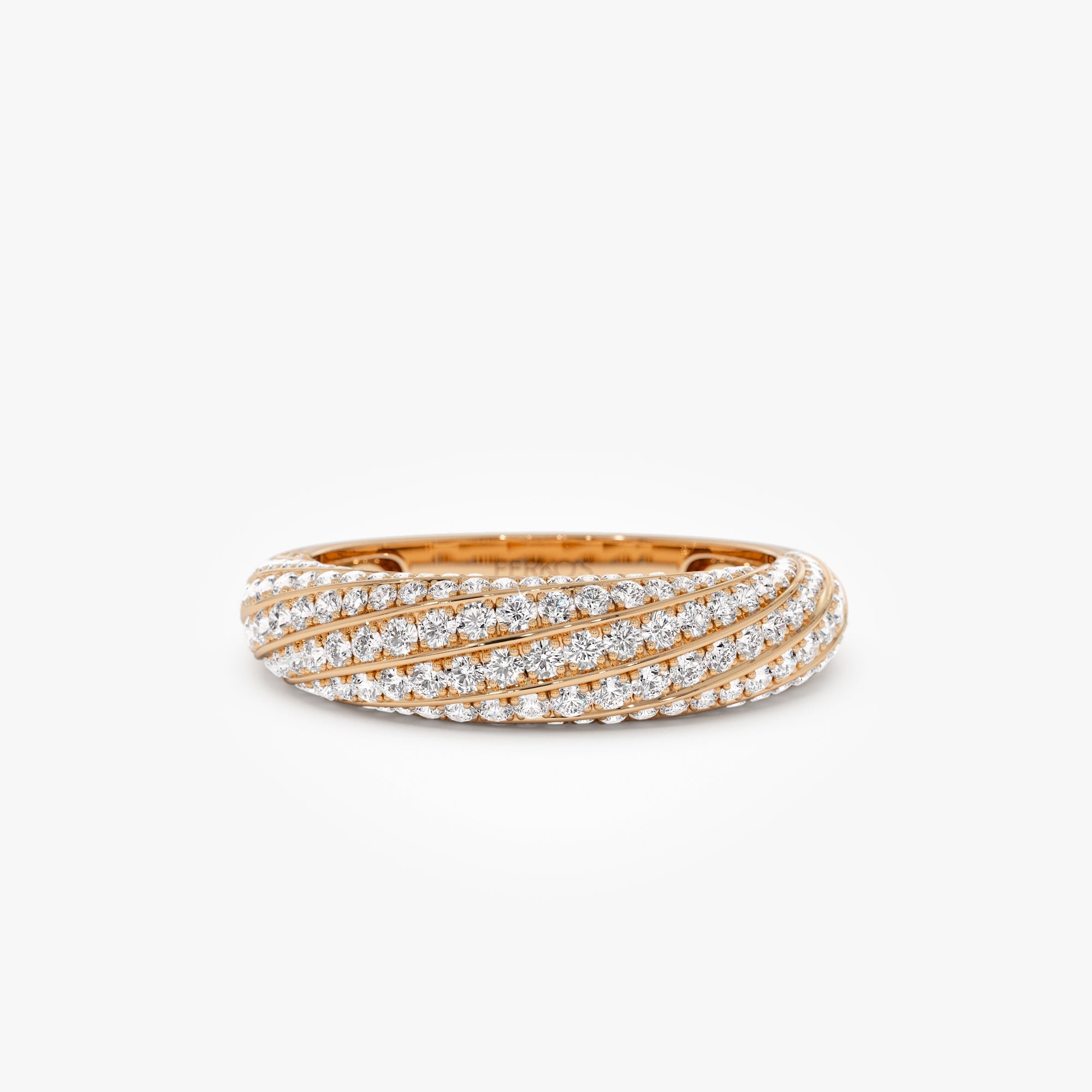 OBFJ0955 - 14k Gold Unique Twist Design Pave Diamond Ring 9