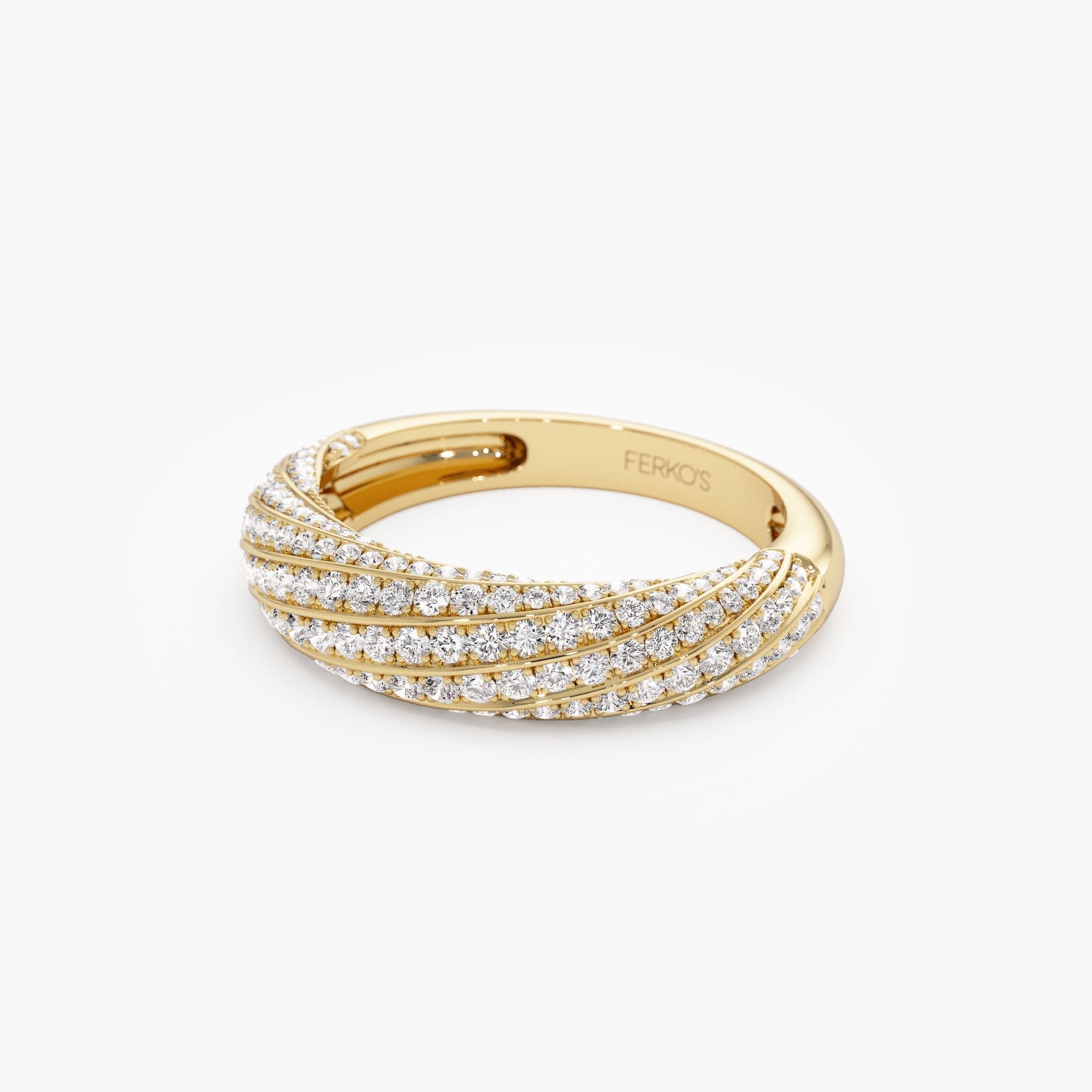 OBFJ0955 - 14k Gold Unique Twist Design Pave Diamond Ring 10