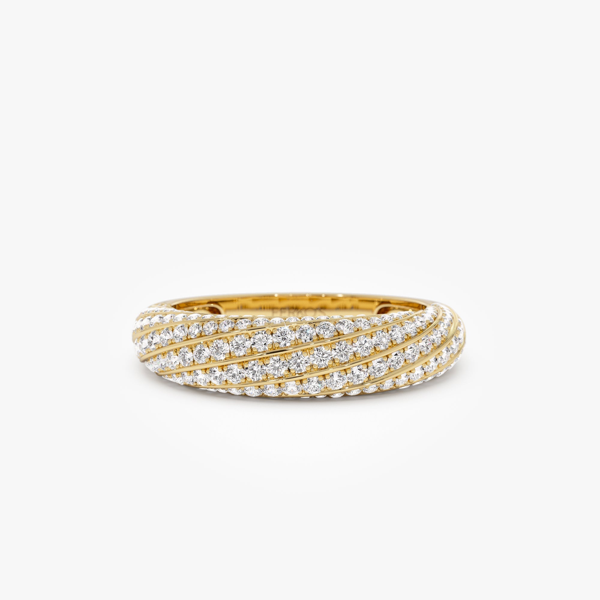 OBFJ0955 - 14k Gold Unique Twist Design Pave Diamond Ring 1