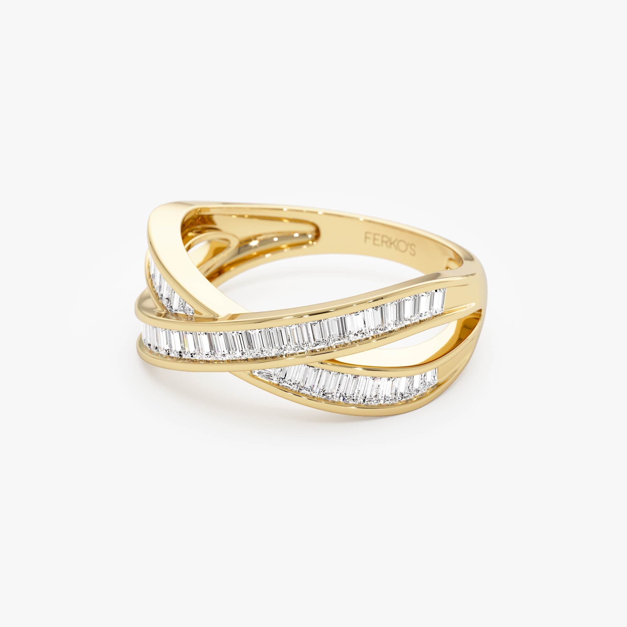 OBFJ0959 - 14k Channel Setting Baguette Diamond Crossover Band 9