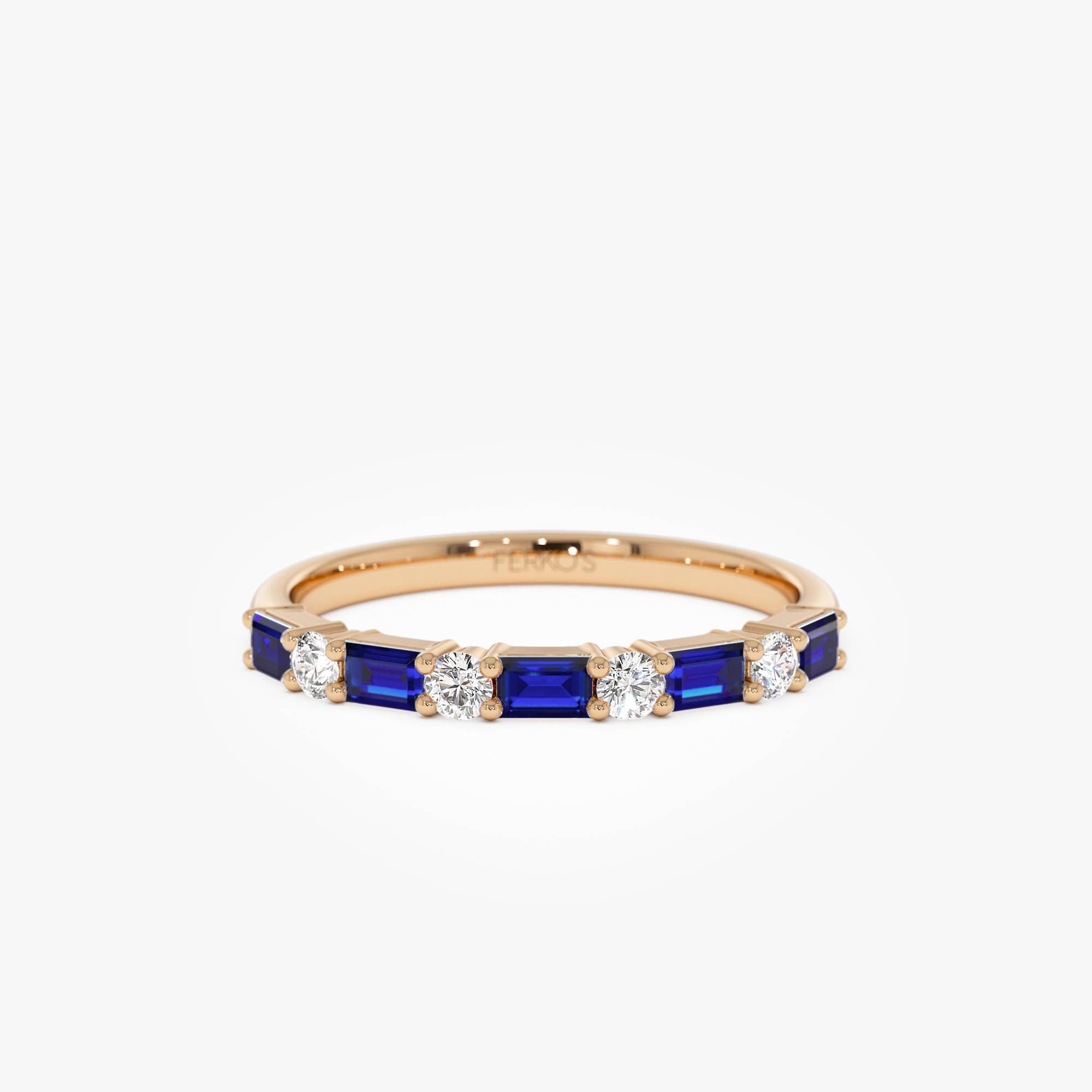 OBFJ0887 - 14k Sapphire and Diamond Prong Setting Ring 7