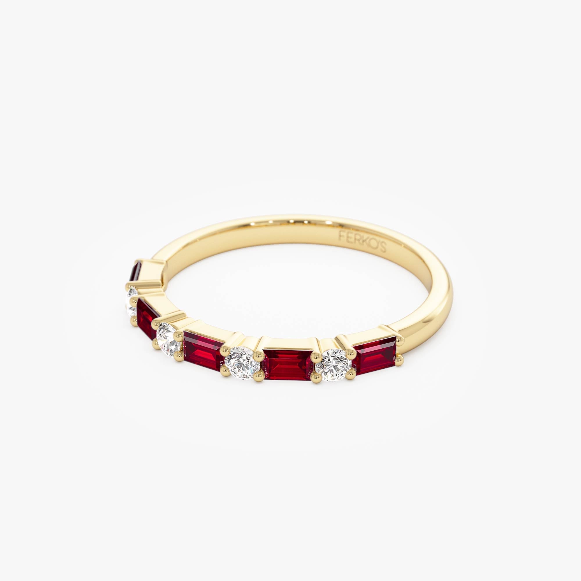 OBFJ0888 - 14k Ruby and Diamond Prong Setting Ring 11