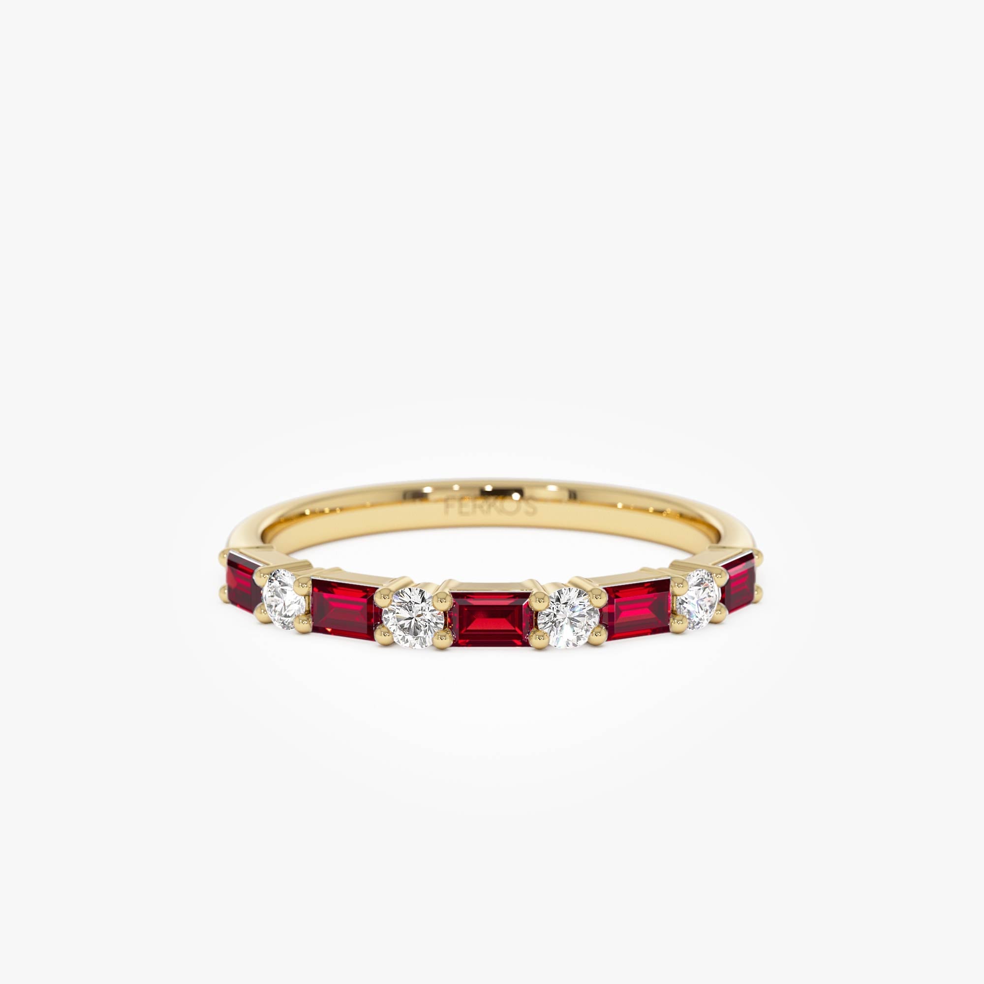 OBFJ0888 - 14k Ruby and Diamond Prong Setting Ring 1