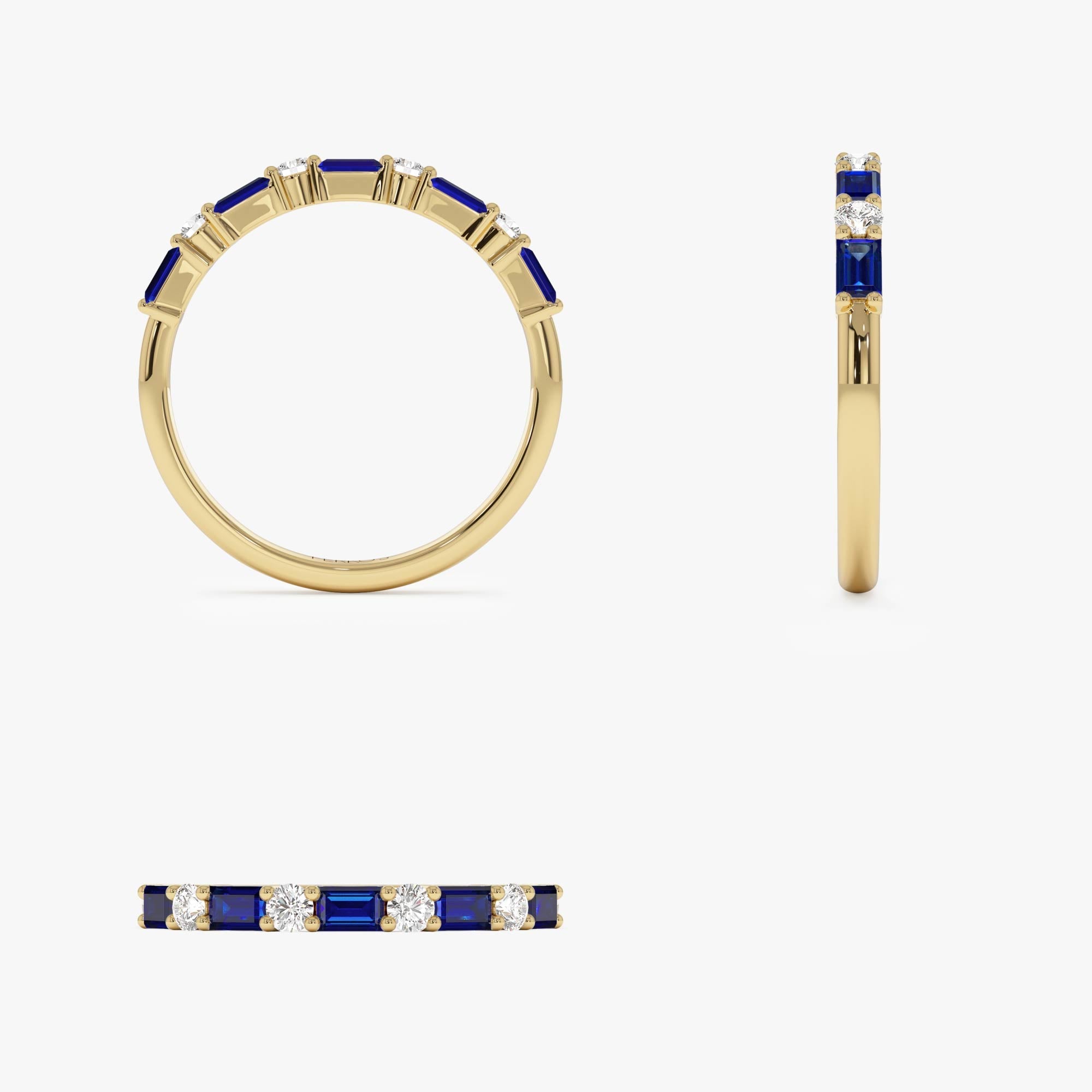 OBFJ0887 - 14k Sapphire and Diamond Prong Setting Ring 9