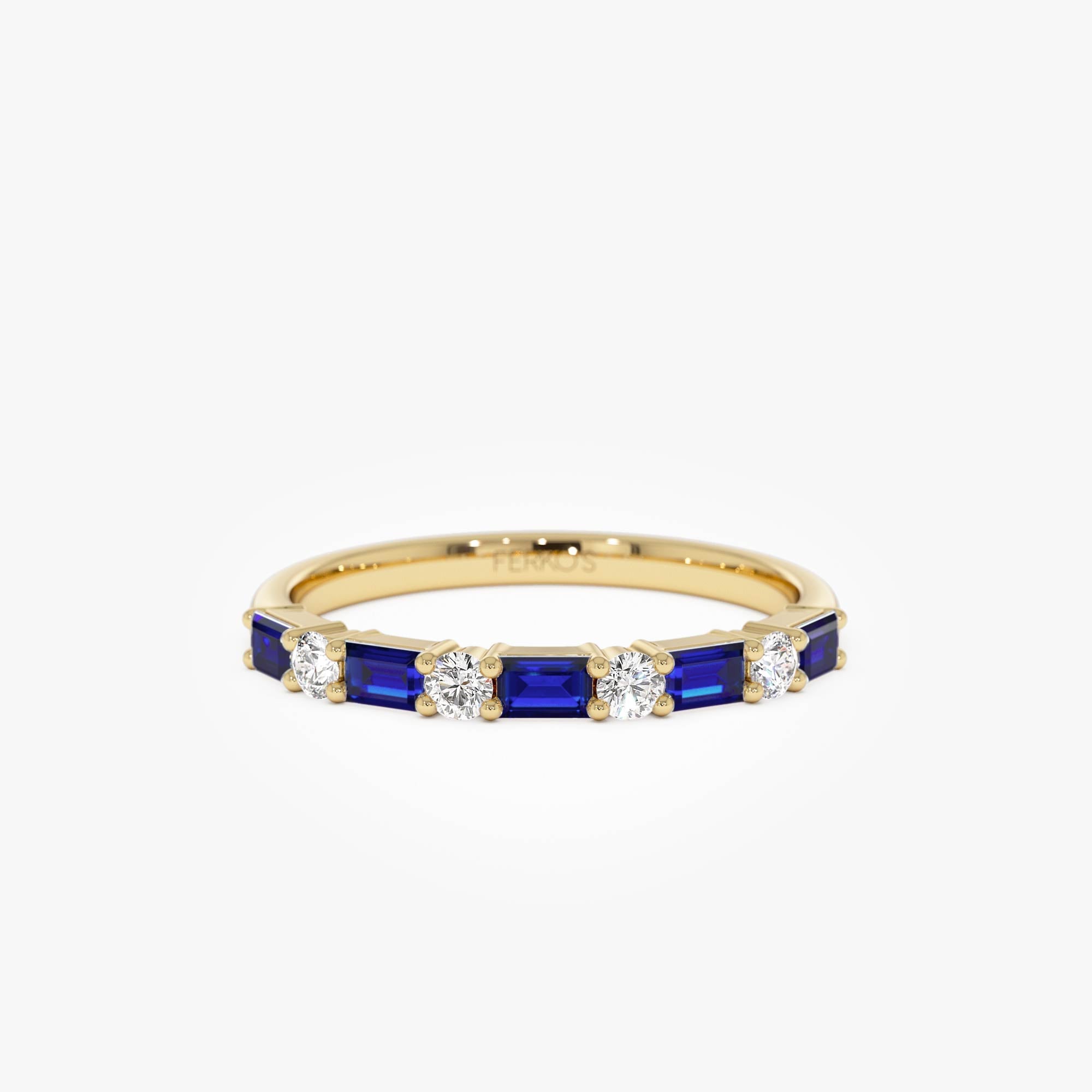 OBFJ0887 - 14k Sapphire and Diamond Prong Setting Ring 1