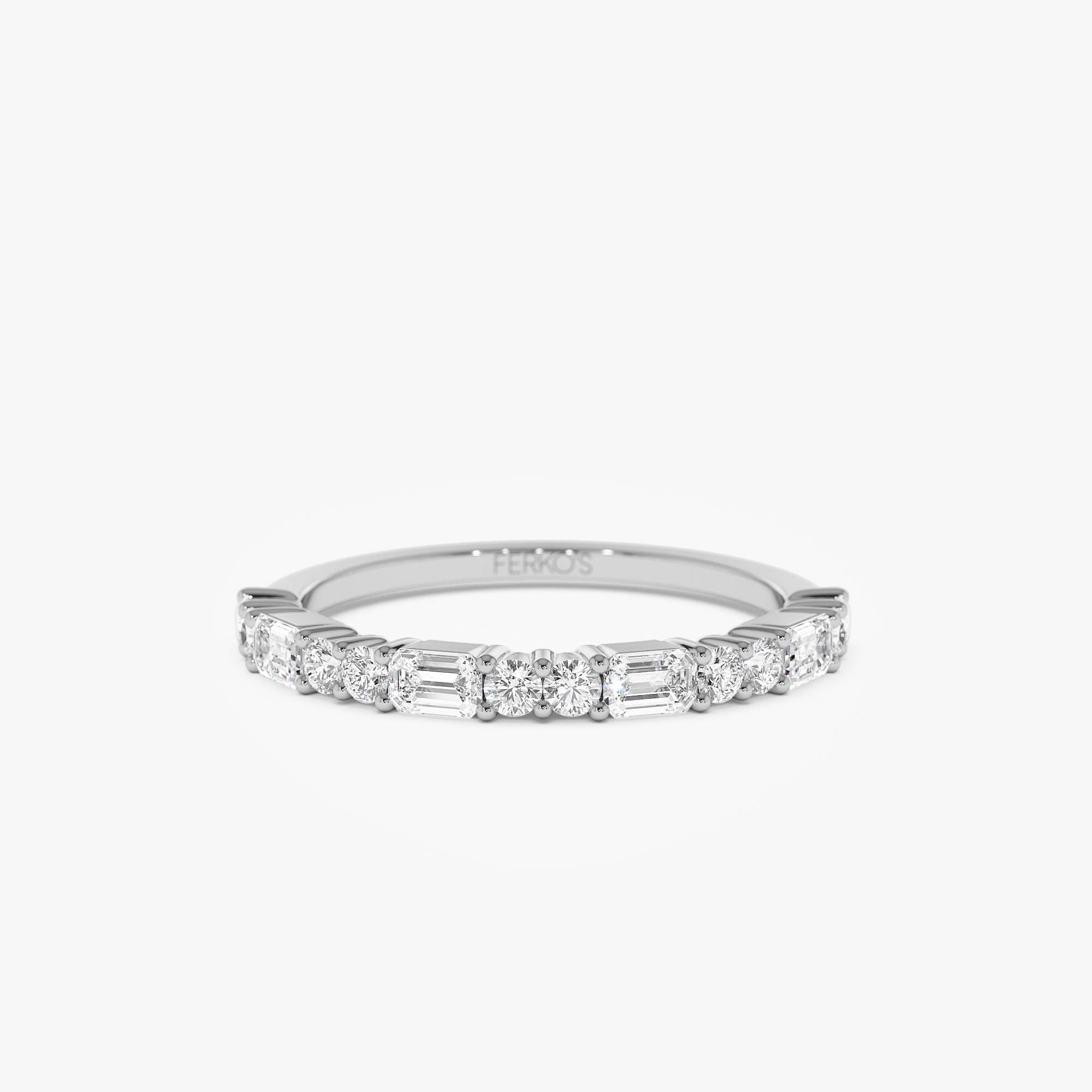 OBFJ0903 - 14k Alternating Emerald Cut and Round Diamond Ring 6