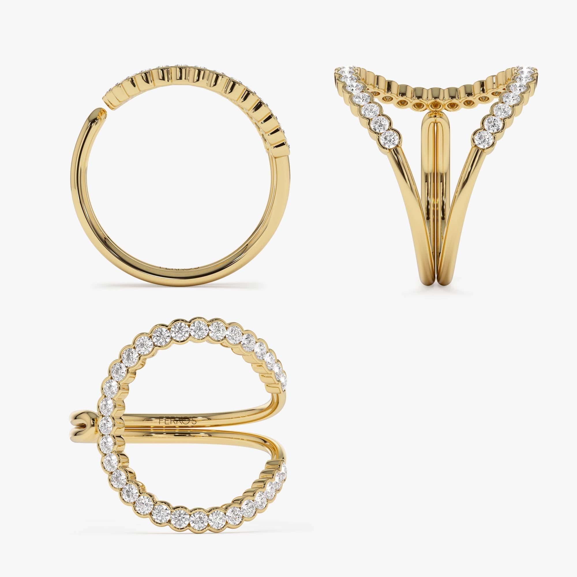 OBFJ0901 - 14k Unique Half Bezel Diamond Ring 9