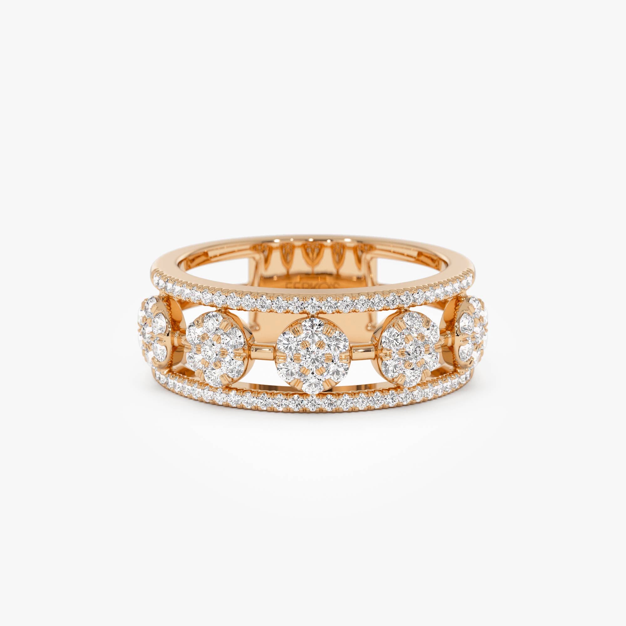 OBFJ0880 - 14K Circle Cluster Diamond Band Ring 6