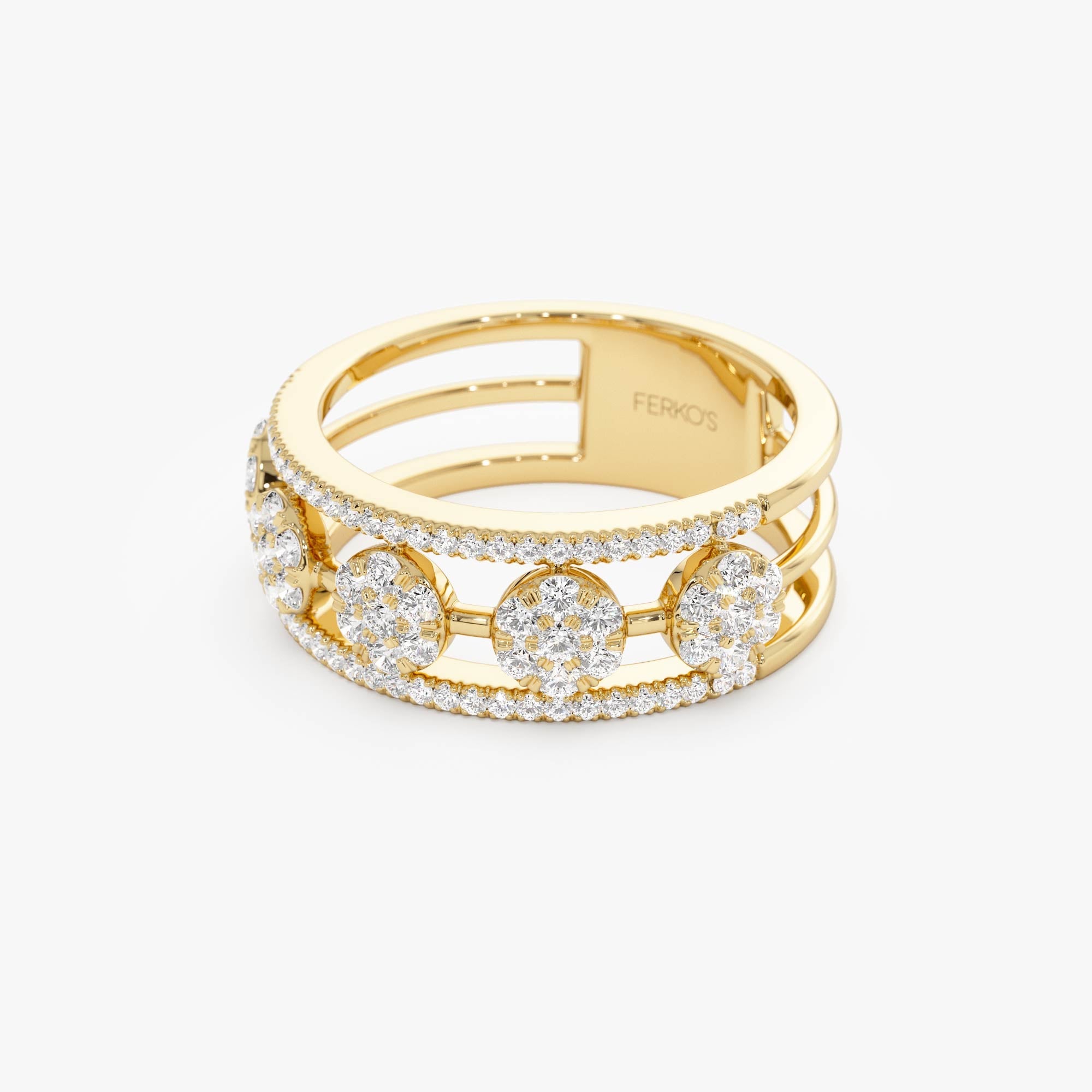 OBFJ0880 - 14K Circle Cluster Diamond Band Ring 8