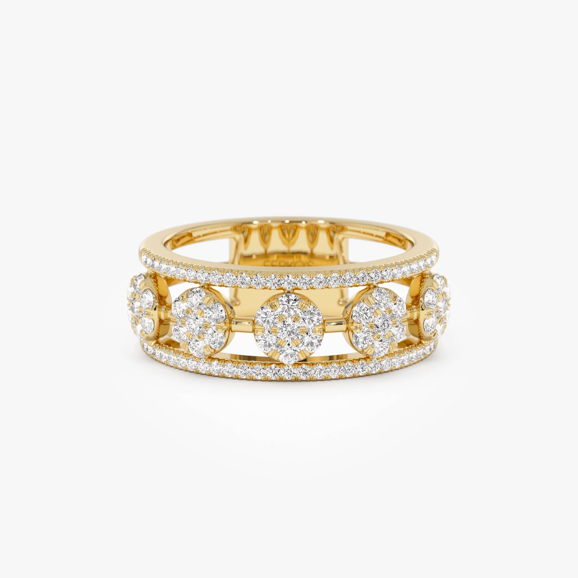 OBFJ0880 - 14K Circle Cluster Diamond Band Ring 1