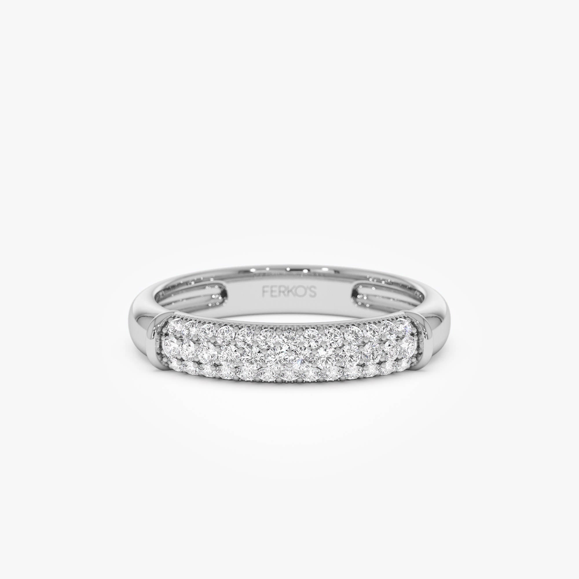 OBFJ0900 - 14K Three Row Diamond Pave Band 7