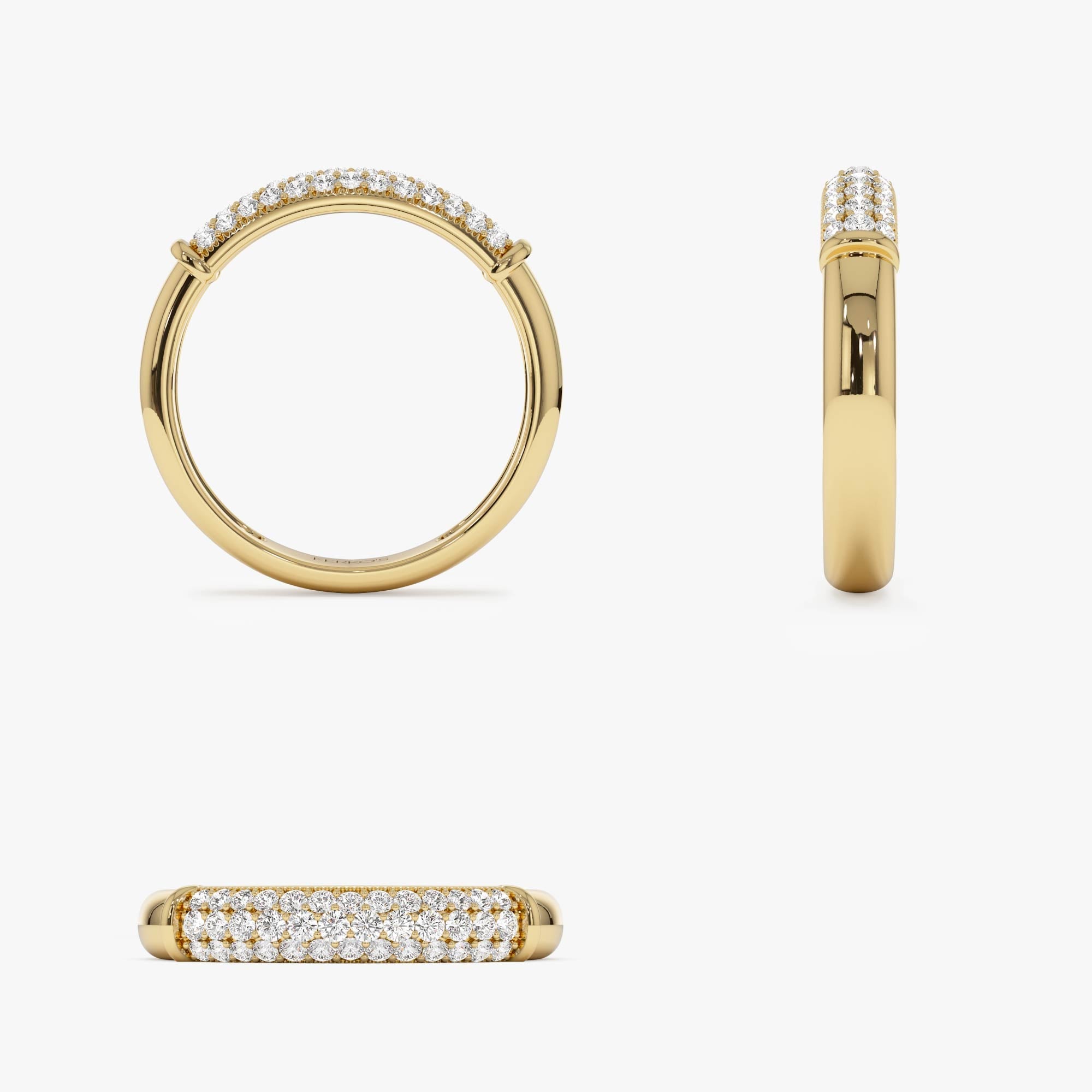 OBFJ0900 - 14K Three Row Diamond Pave Band 10