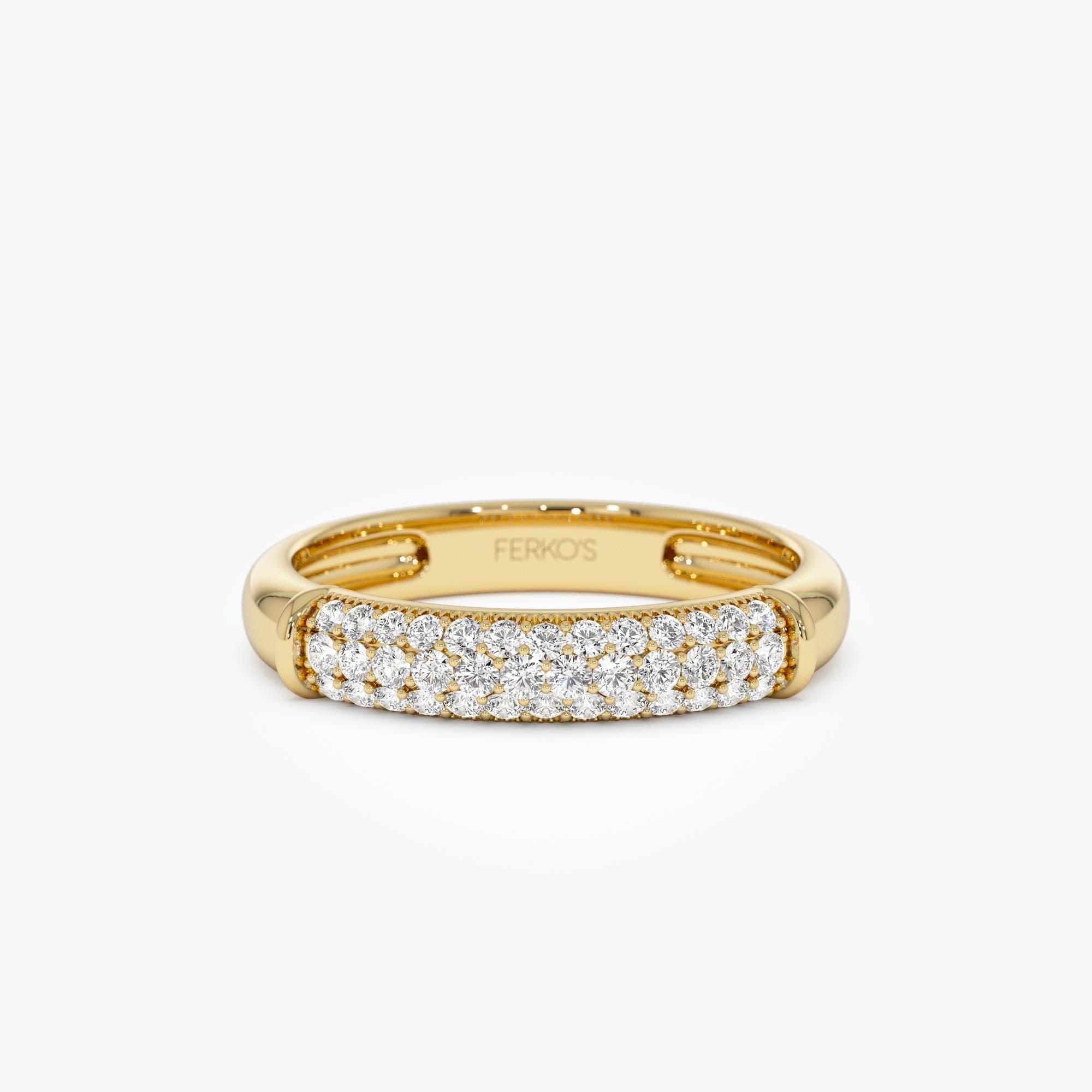 OBFJ0900 - 14K Three Row Diamond Pave Band 1