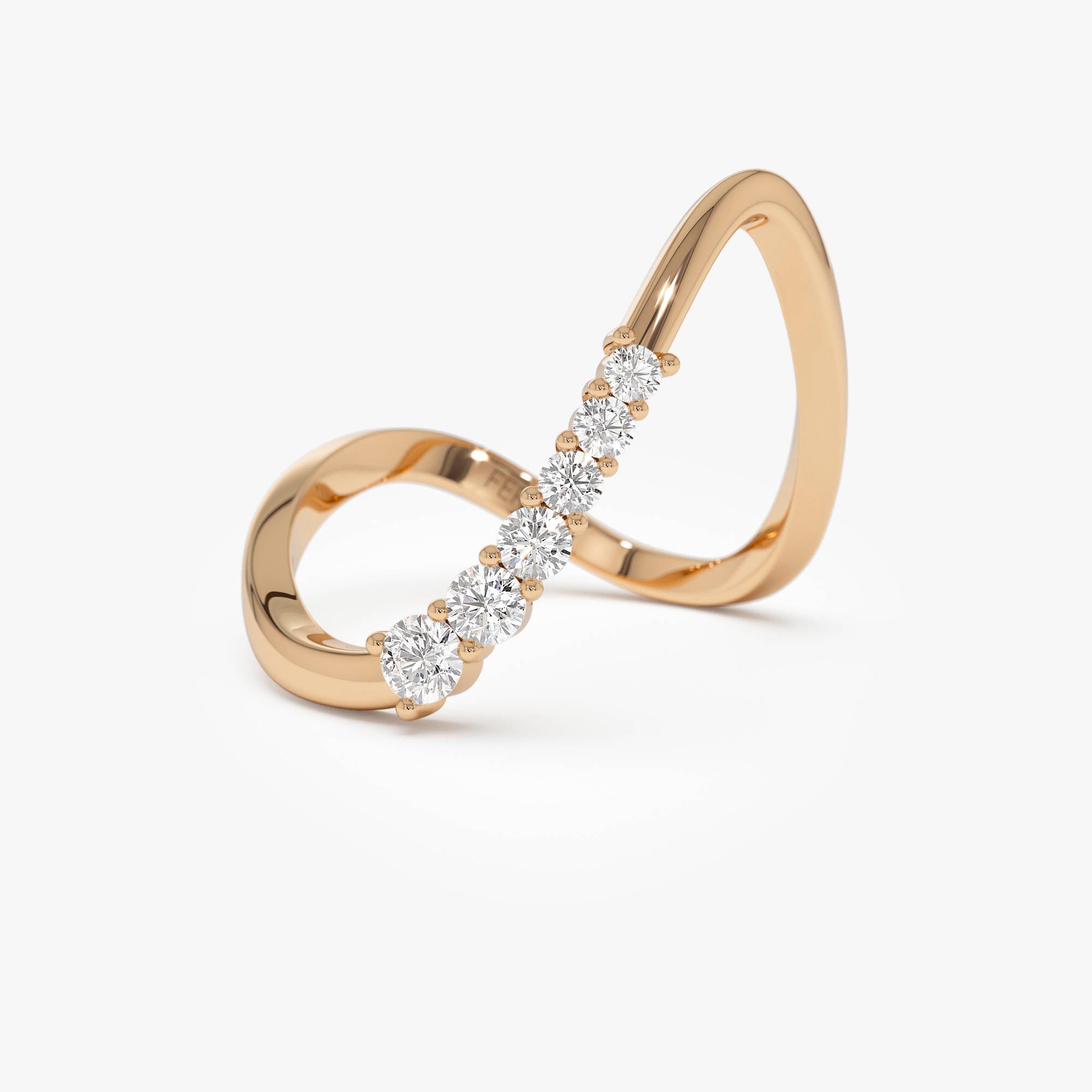 OBFJ0879 - 14K Open Twist Unique Diamond Ring 6