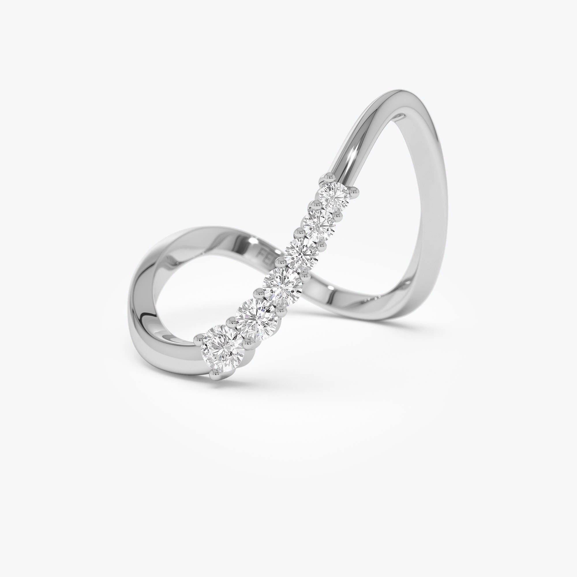 OBFJ0879 - 14K Open Twist Unique Diamond Ring 7
