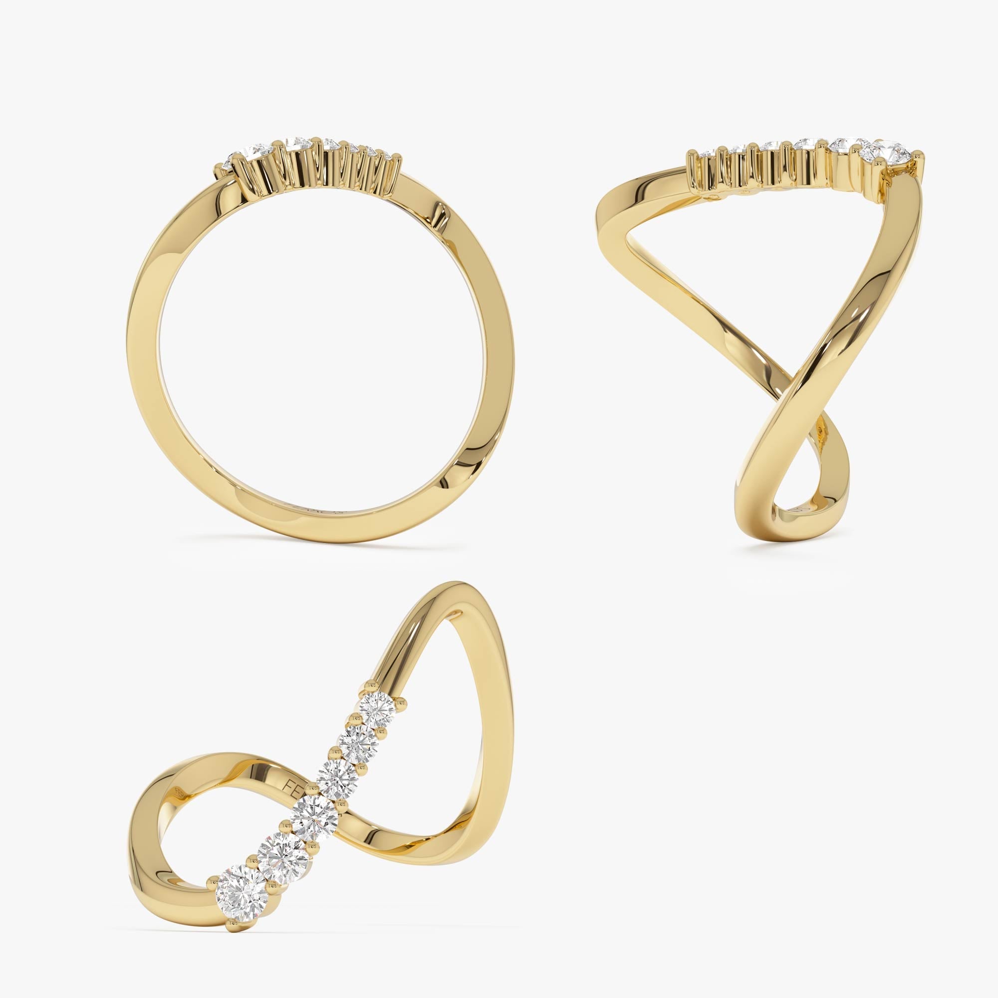 OBFJ0879 - 14K Open Twist Unique Diamond Ring 9