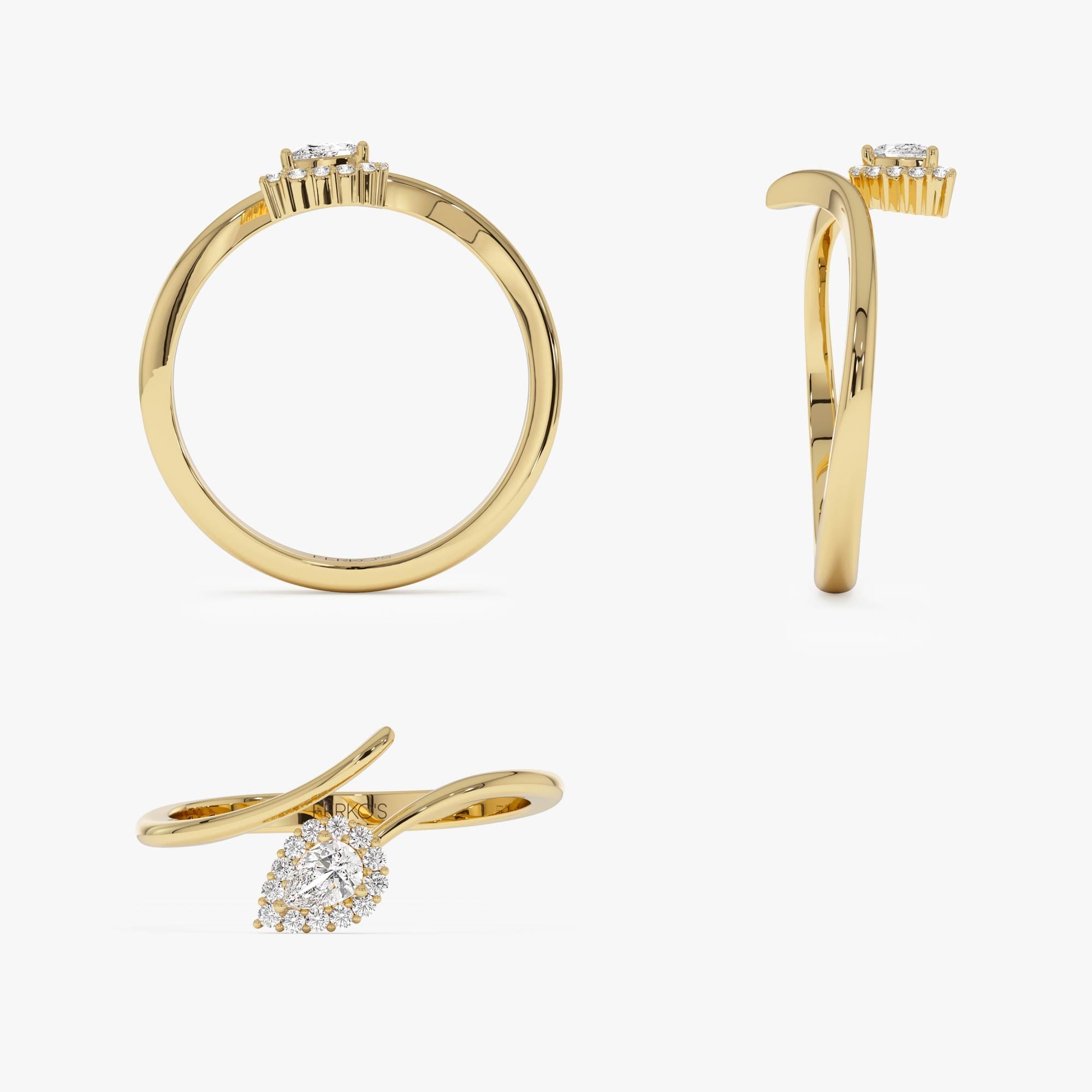 OBFJ0873 - 14K Pear-Shaped Diamond Wrap Ring 10