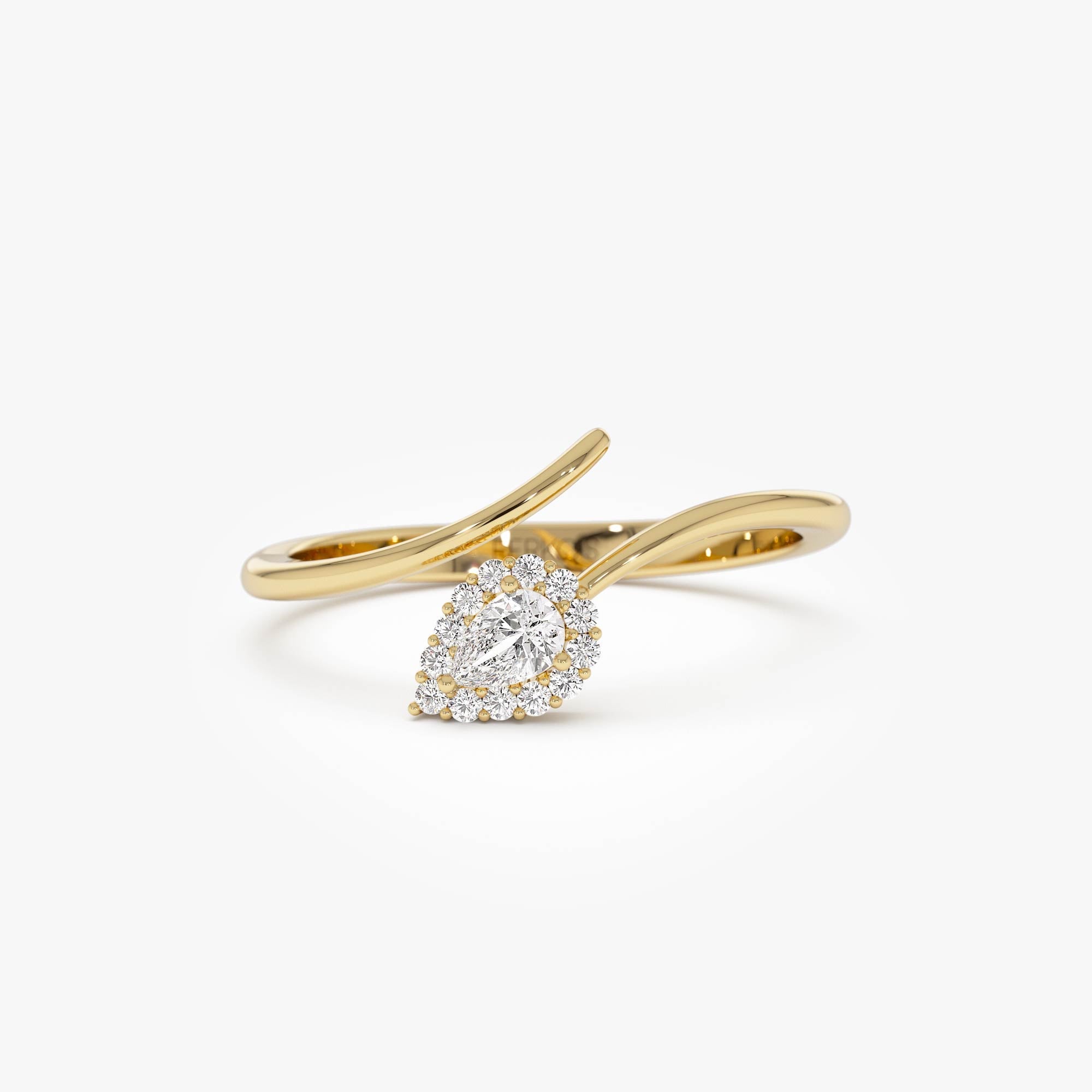 OBFJ0873 - 14K Pear-Shaped Diamond Wrap Ring 1