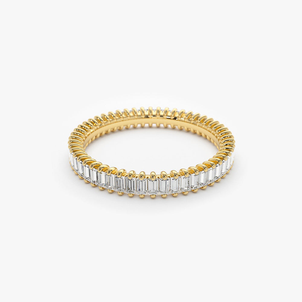 OBFJ1814 - 14K Prong Setting Full Eternity Baguette Diamond Ring 9