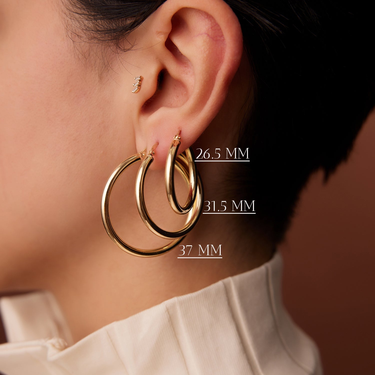 OBFJ1447 - 14k Gold Hoops 26.5 - 31.5 - 37MM 2